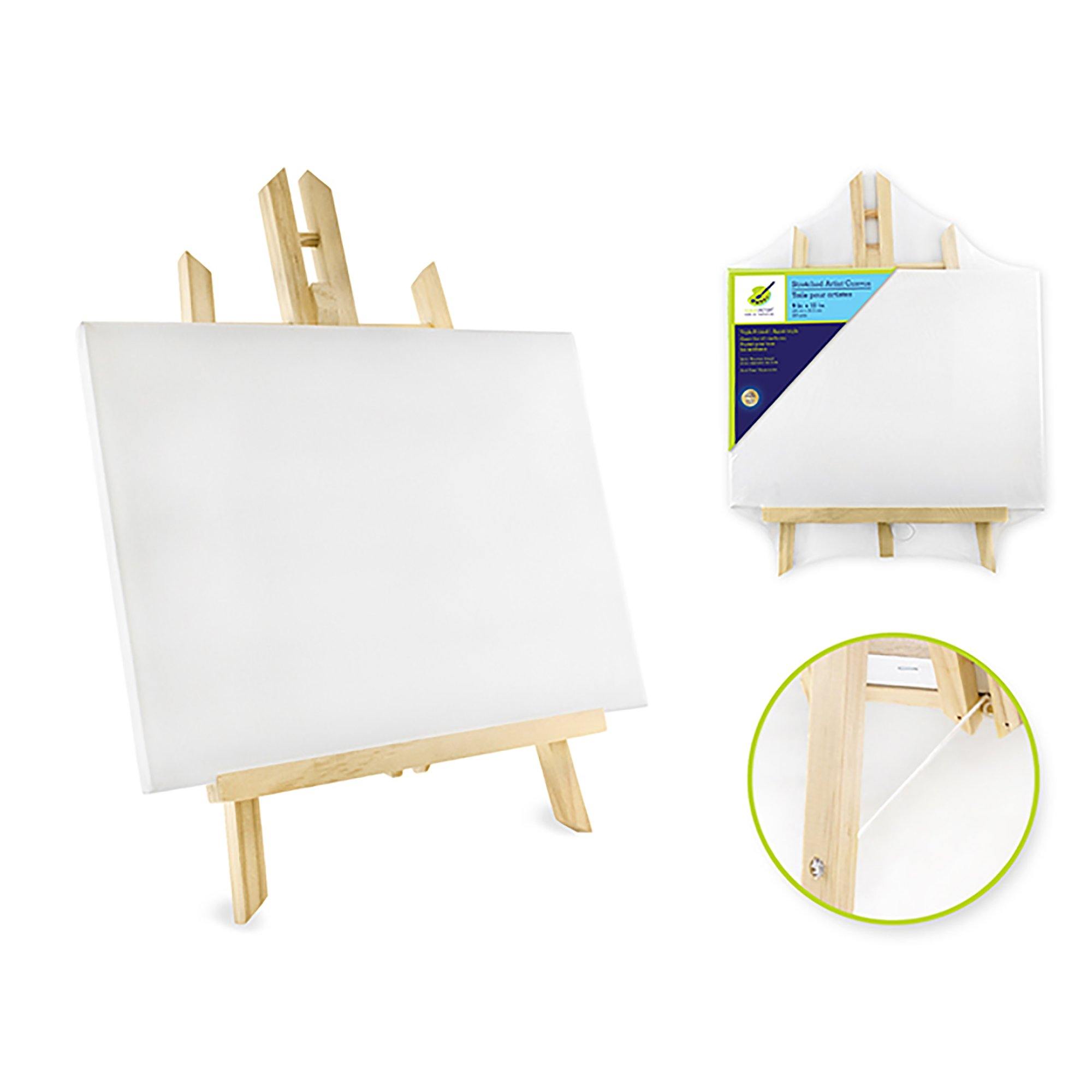 Stretch Artist Canvas: 9"X12" (23X30.5C On Wooden Easel Painting Canvas - Dollar Max Dépôt