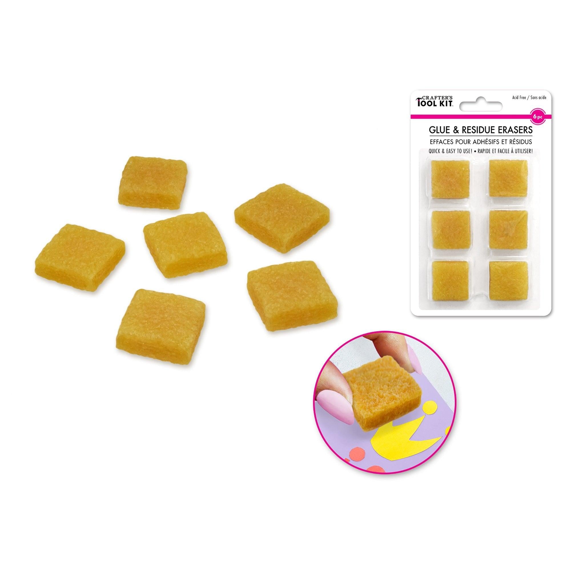 Crafter Toolkit Glue & Residue Erasers 6pc 1in X1in - Dollar Max Depot