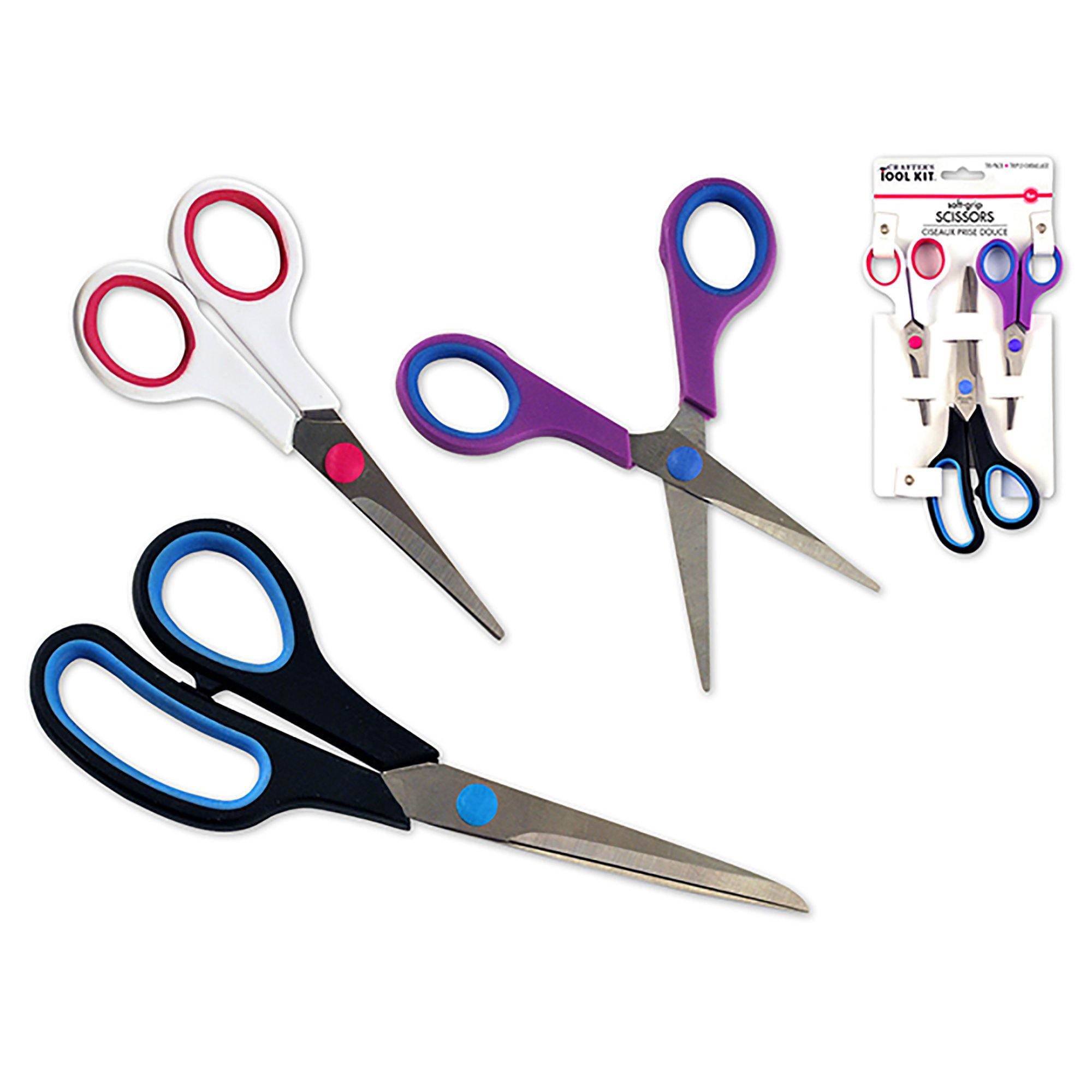 Crafter'S Toolkit: Soft-Grip Scissors Tri-Pack (5.5"X2/8.5"X1) - Dollar Max Dépôt