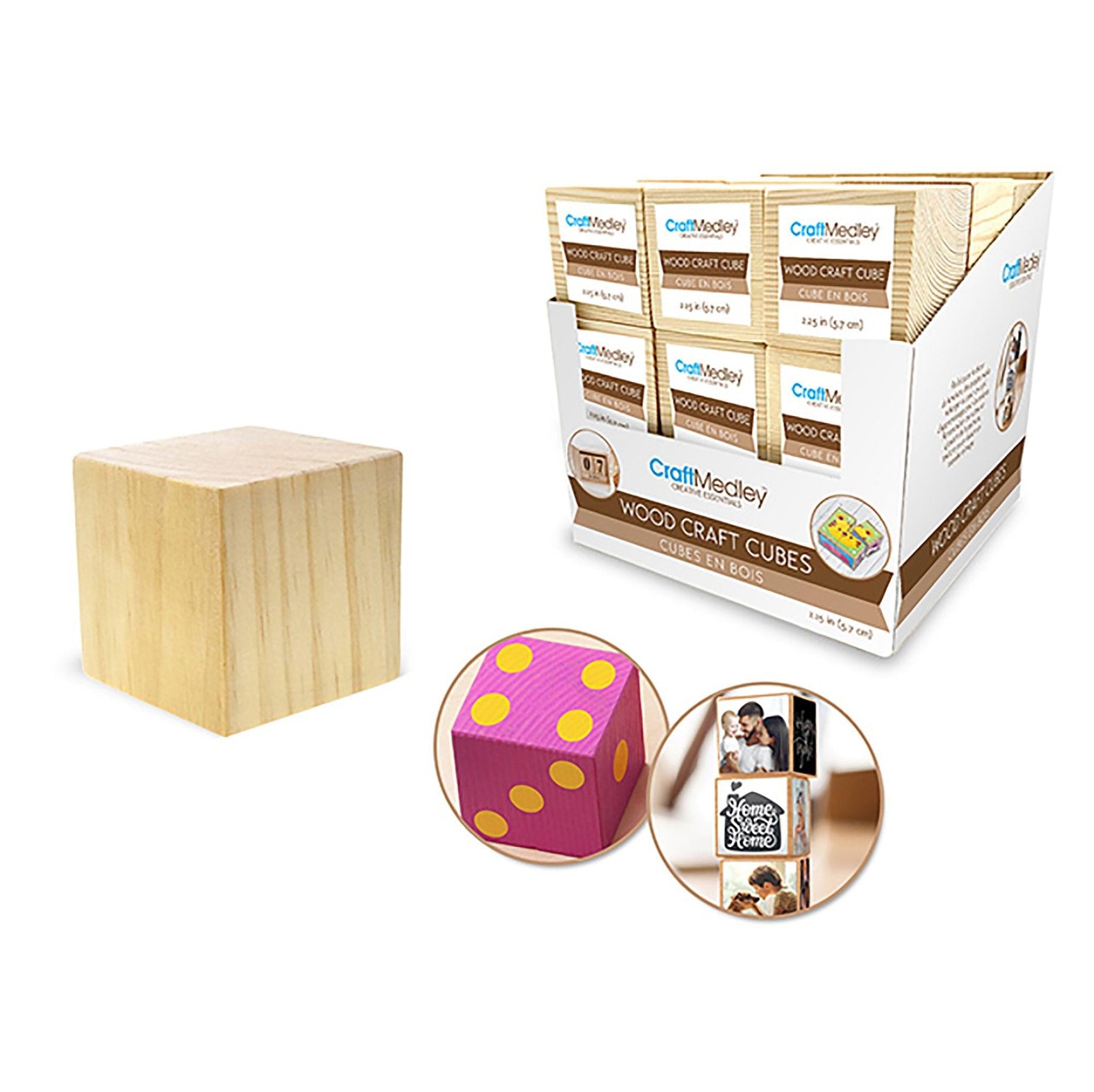 Craftwood: 2.25in (57mm) Cubes Natural 27/PDQ - Dollar Max Depot