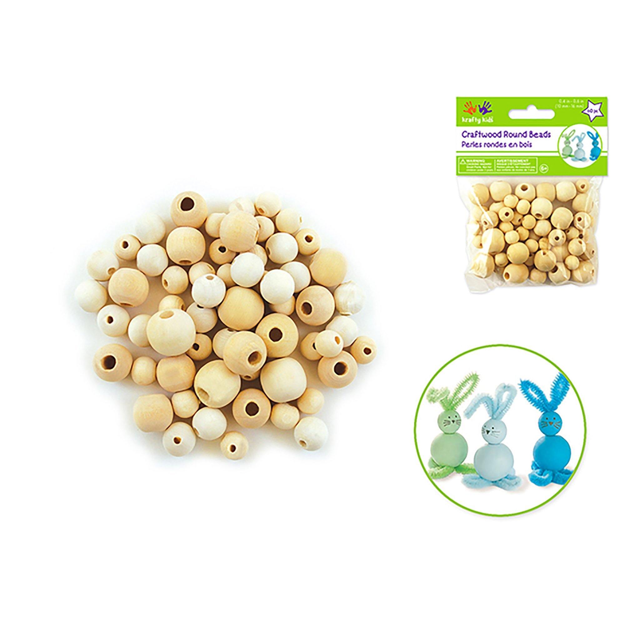 Craftwood: 10Mm-16Mm Asst Round Beads 60/Pk Natural - Dollar Max Dépôt