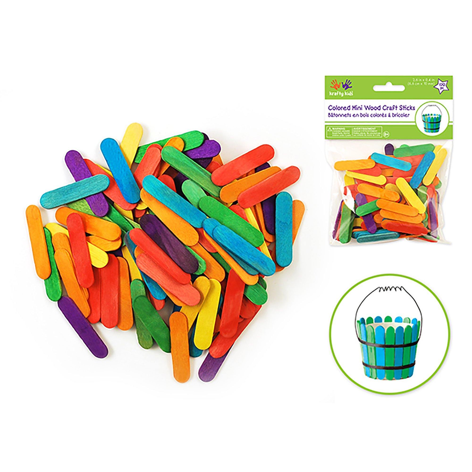 Craftwood: Mini Craft Sticks 120/Pk Colored - Dollar Max Dépôt