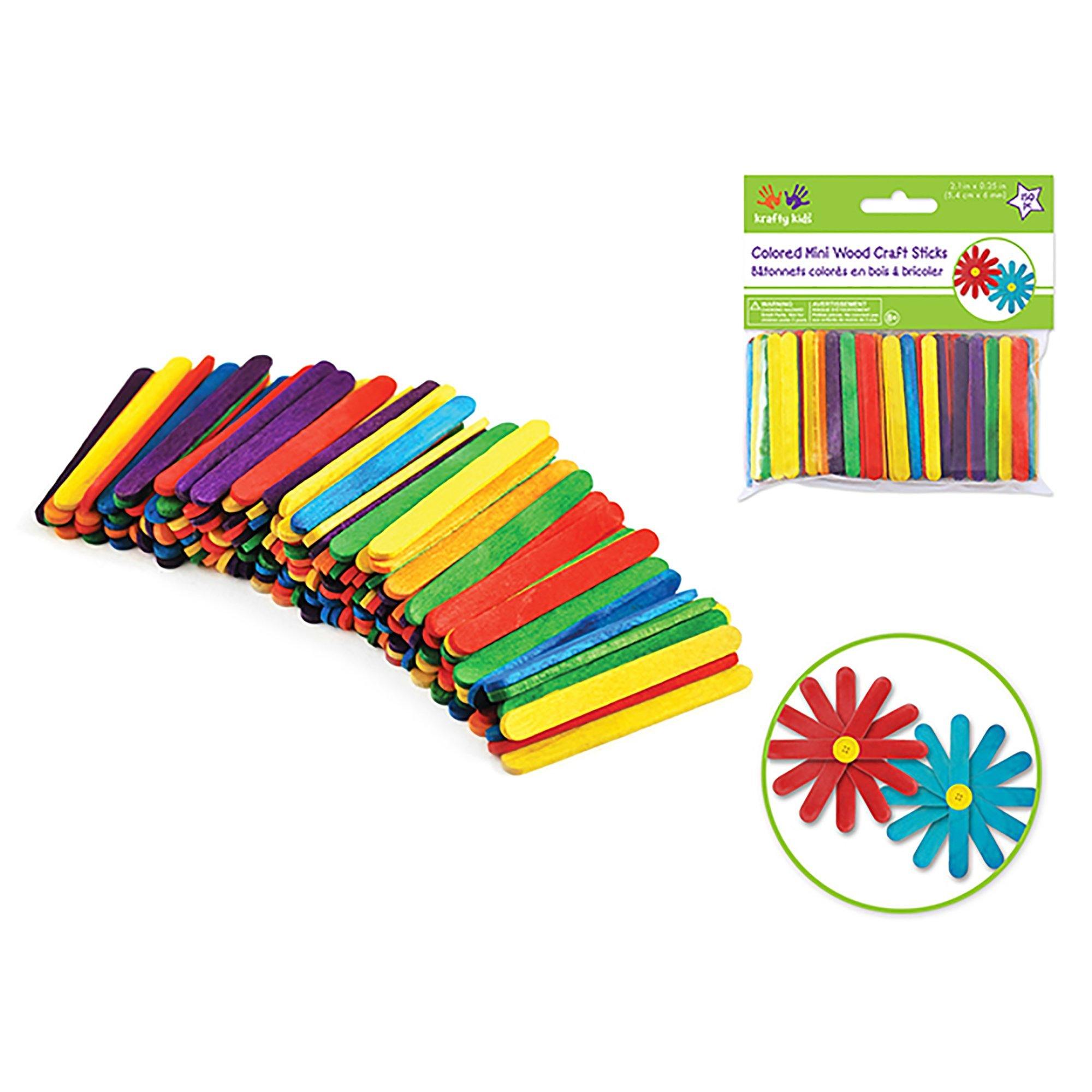 Craftwood: 2 1/8"X1/4" Mini Colored Craft Sticks 150/Pk - Dollar Max Dépôt