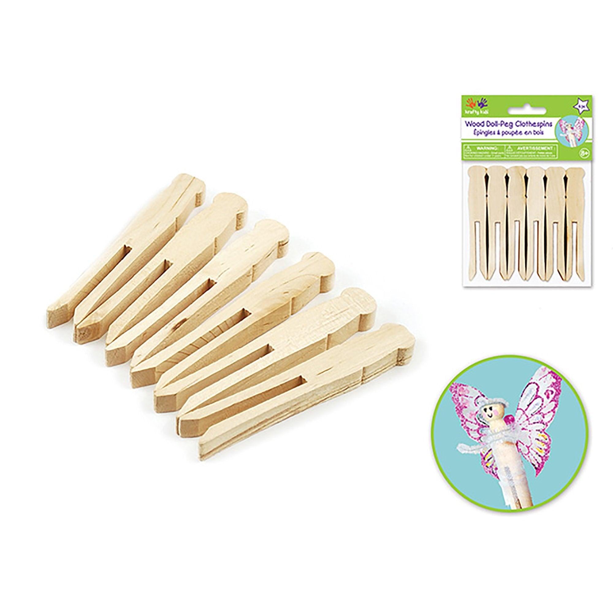 Craftwood: 3.74 inch Square Doll Peg Clothespins Natural 6/pk - Dollar Max Depot