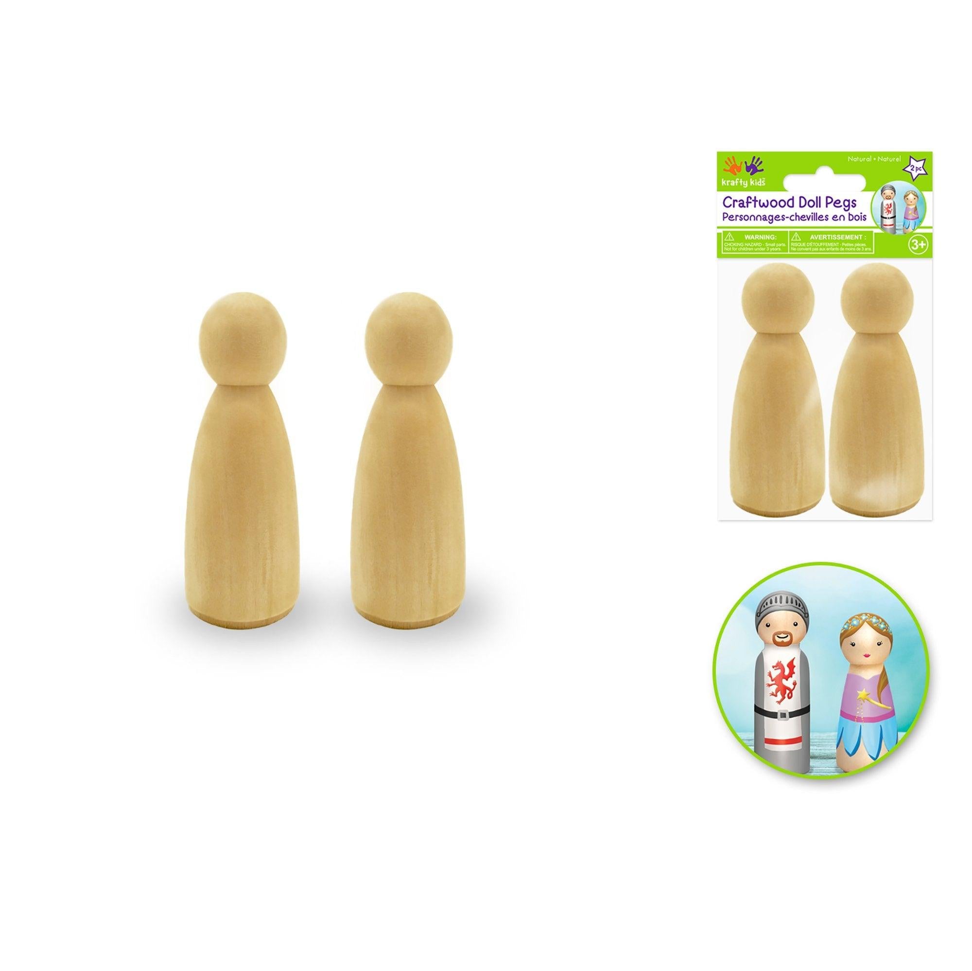 Craftwood 3in X 1in Doll Peg 2pc Natural Girl Doll - Dollar Max Depot