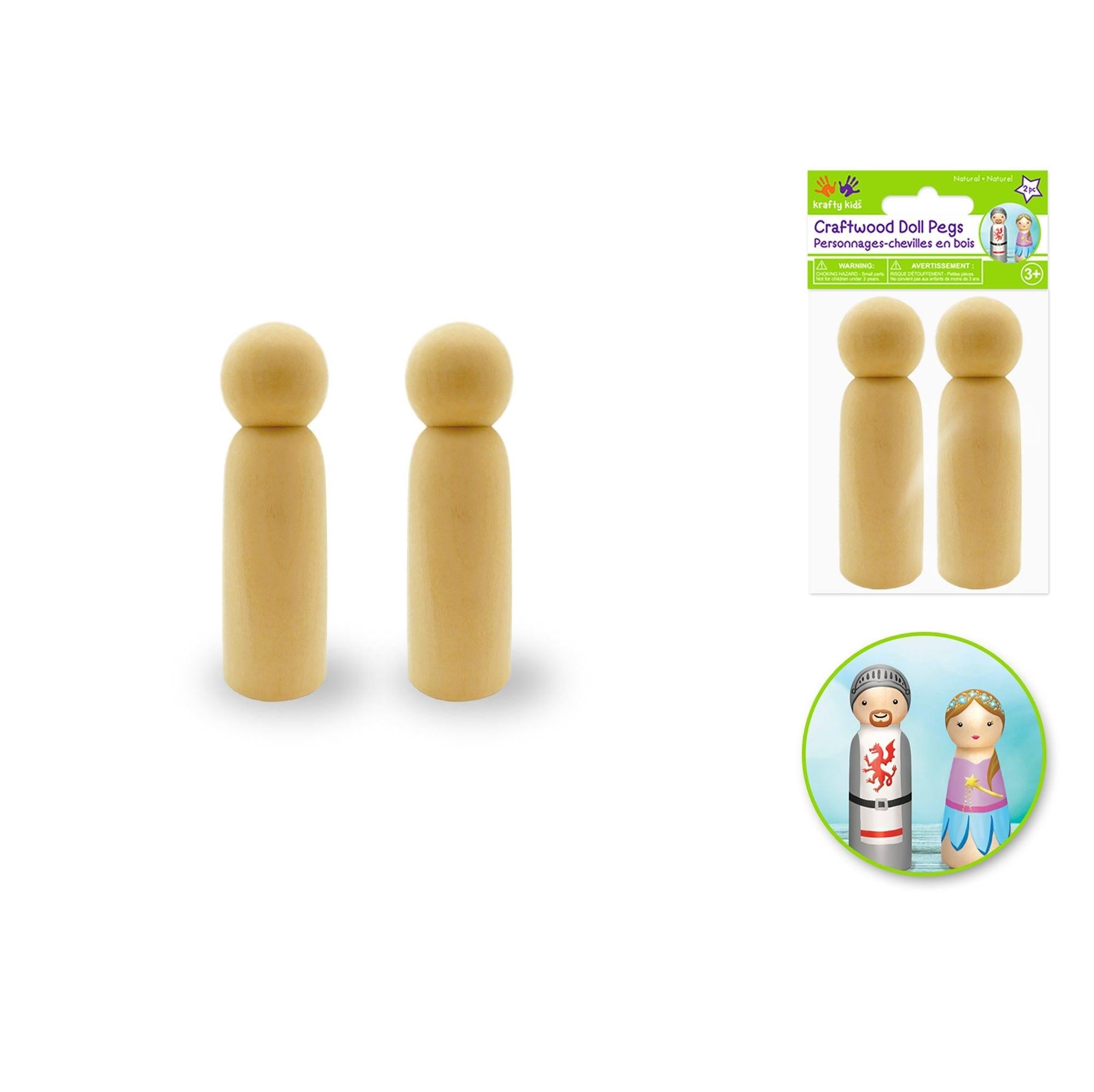 Craftwood 3in X 1in Doll Peg 2pc Natural Boy Doll - Dollar Max Depot