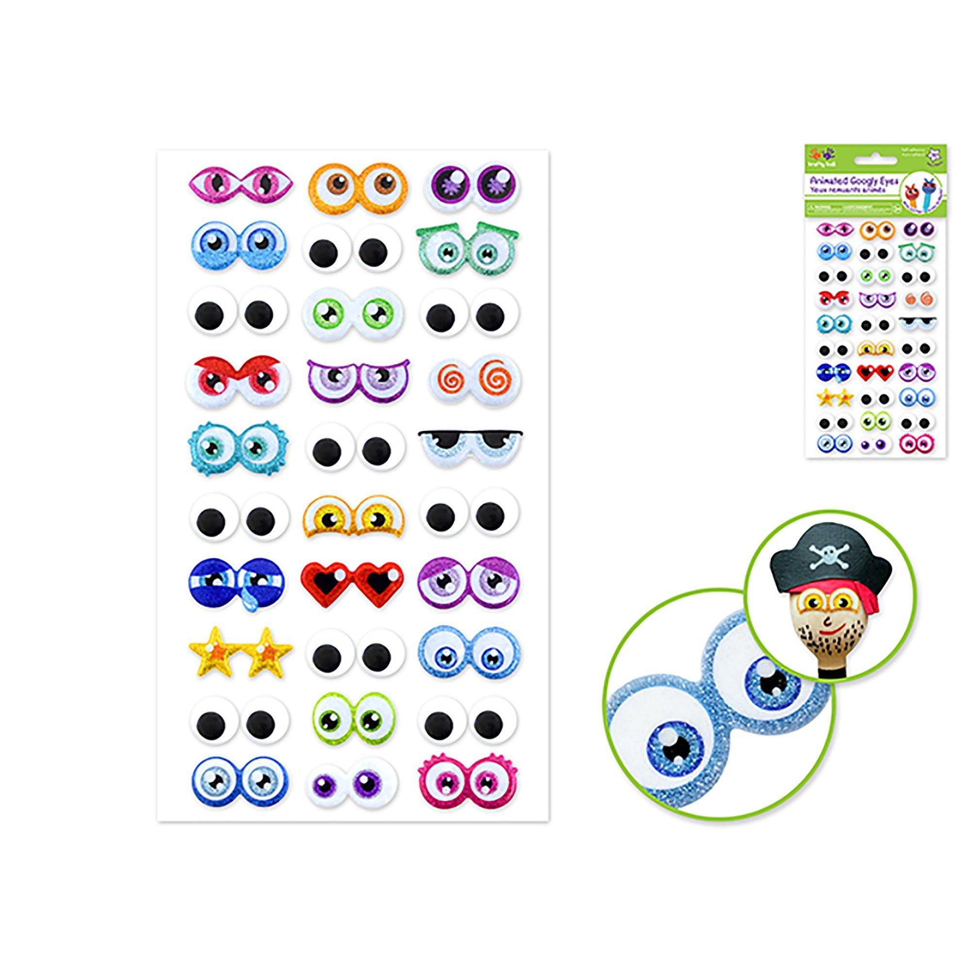 Cartoon Self-Stick Googly Eyes: Animation Glitter & Googlies 30 Pairs - Dollar Max Dépôt