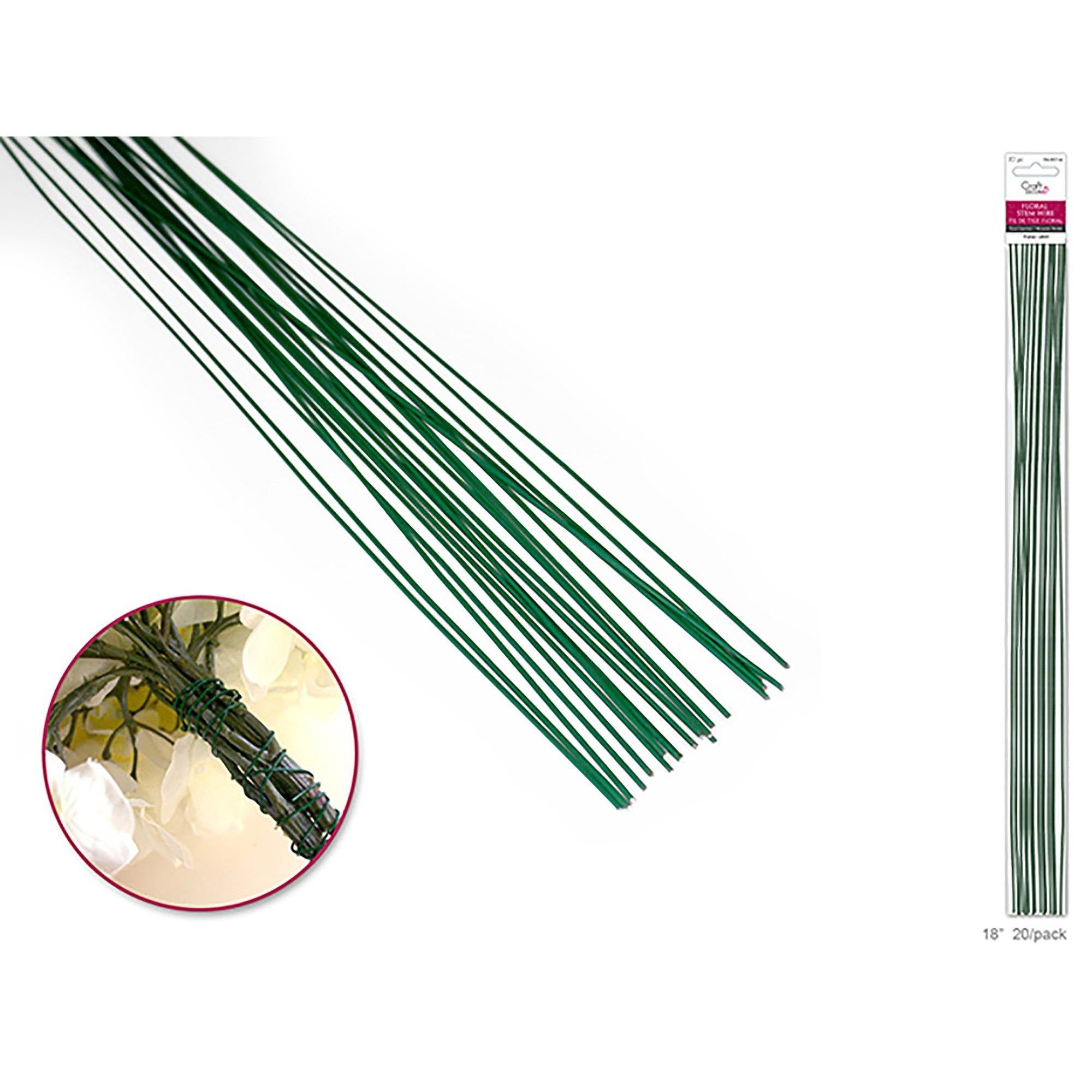 Craft Décor 20 Green Floral Stem Wires 18 Gauge 18in