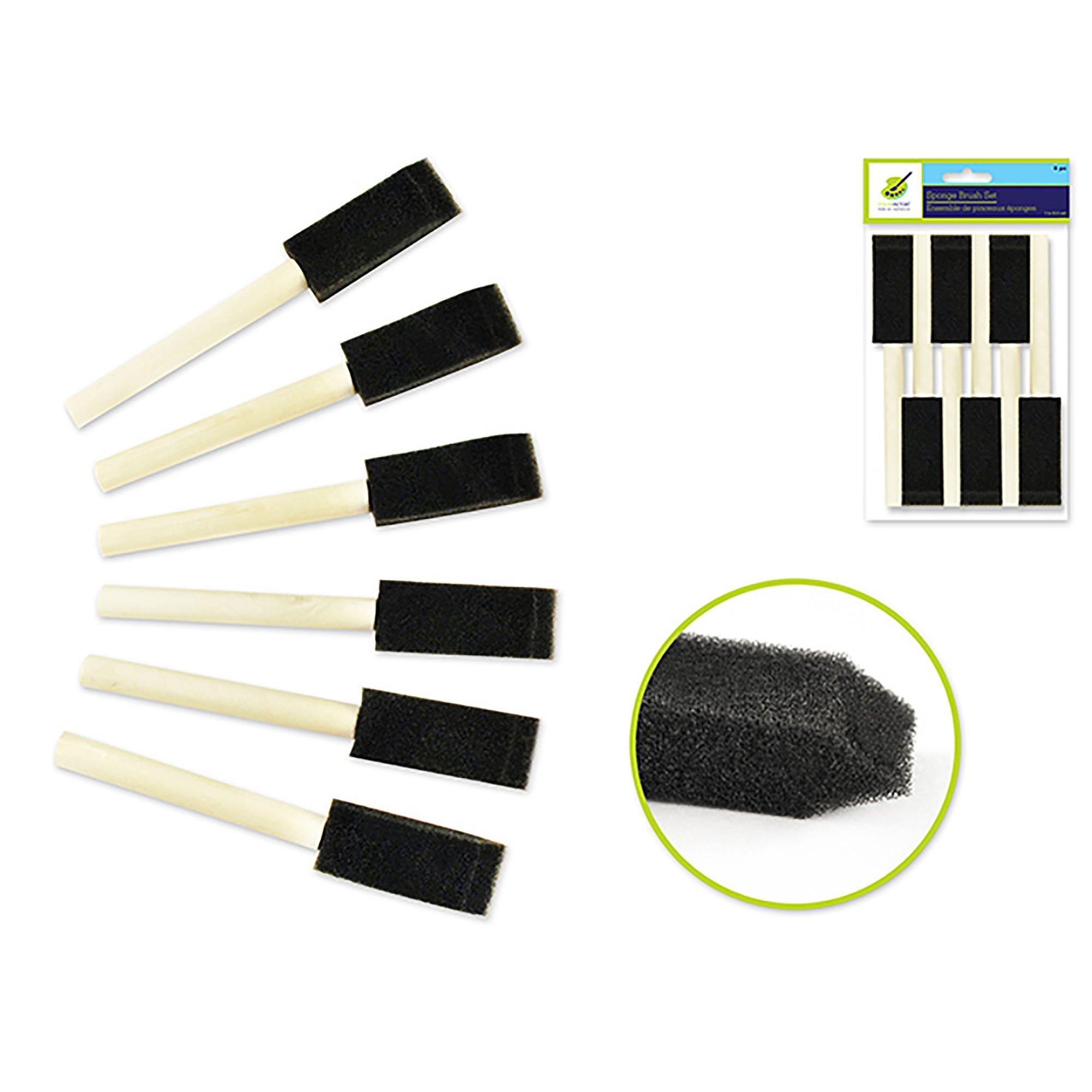 Color Factory: Sponge Brush 6/Pk 1" W/Wood Handle - Dollar Max Dépôt