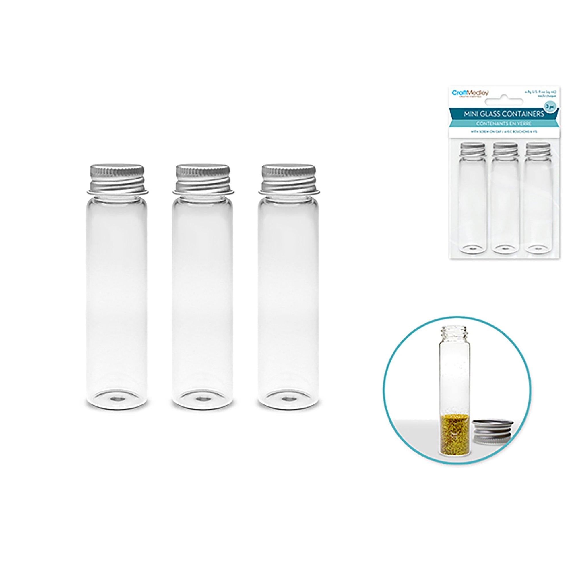 Glass Bottles: 22X95Mm (0.85O Mini Containers W/Matte Aluminum Cap X3 - Dollar Max Dépôt