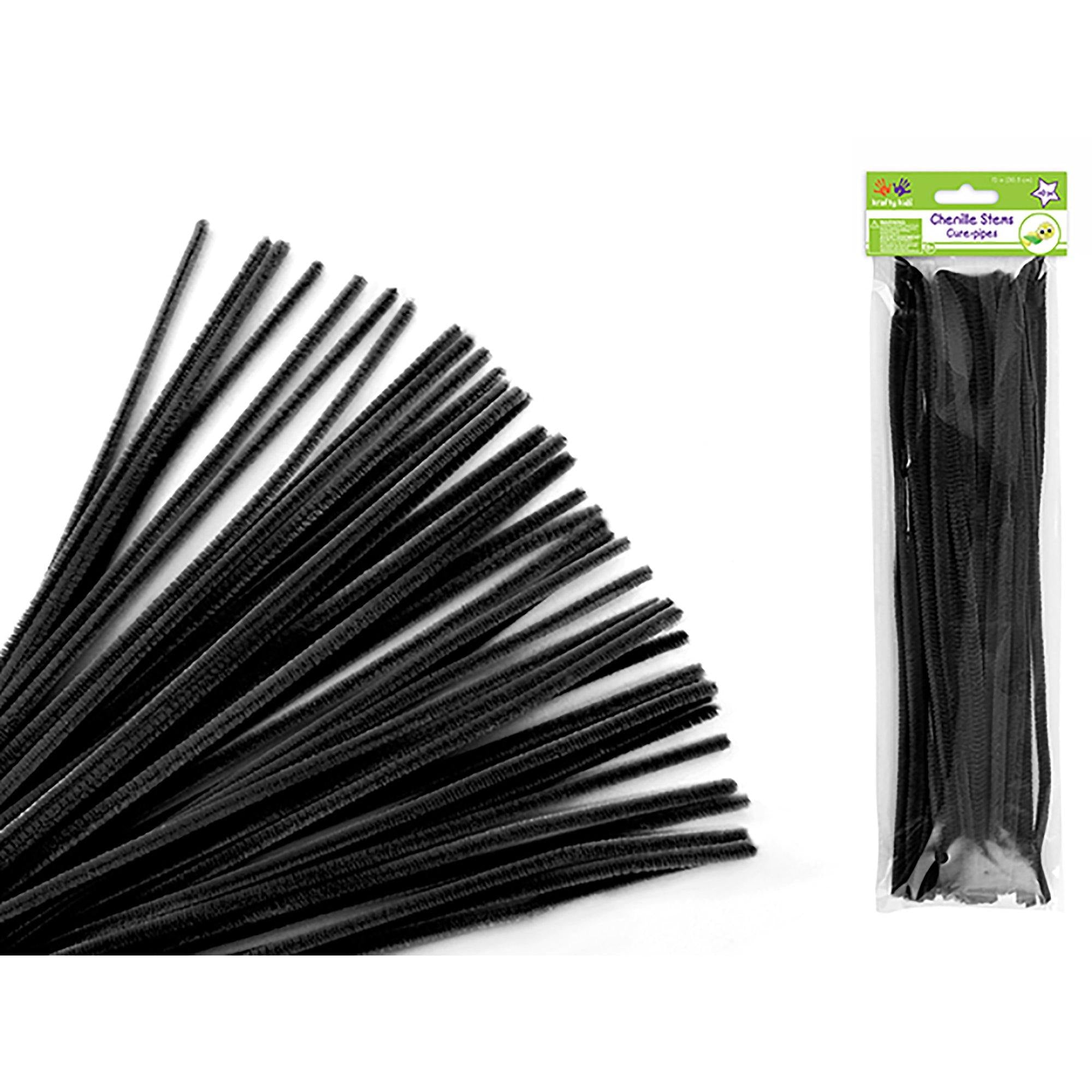 Black Chenille Stems: 6Mmx30Cm 40/Pk Pipe Cleaners - Dollar Max Dépôt