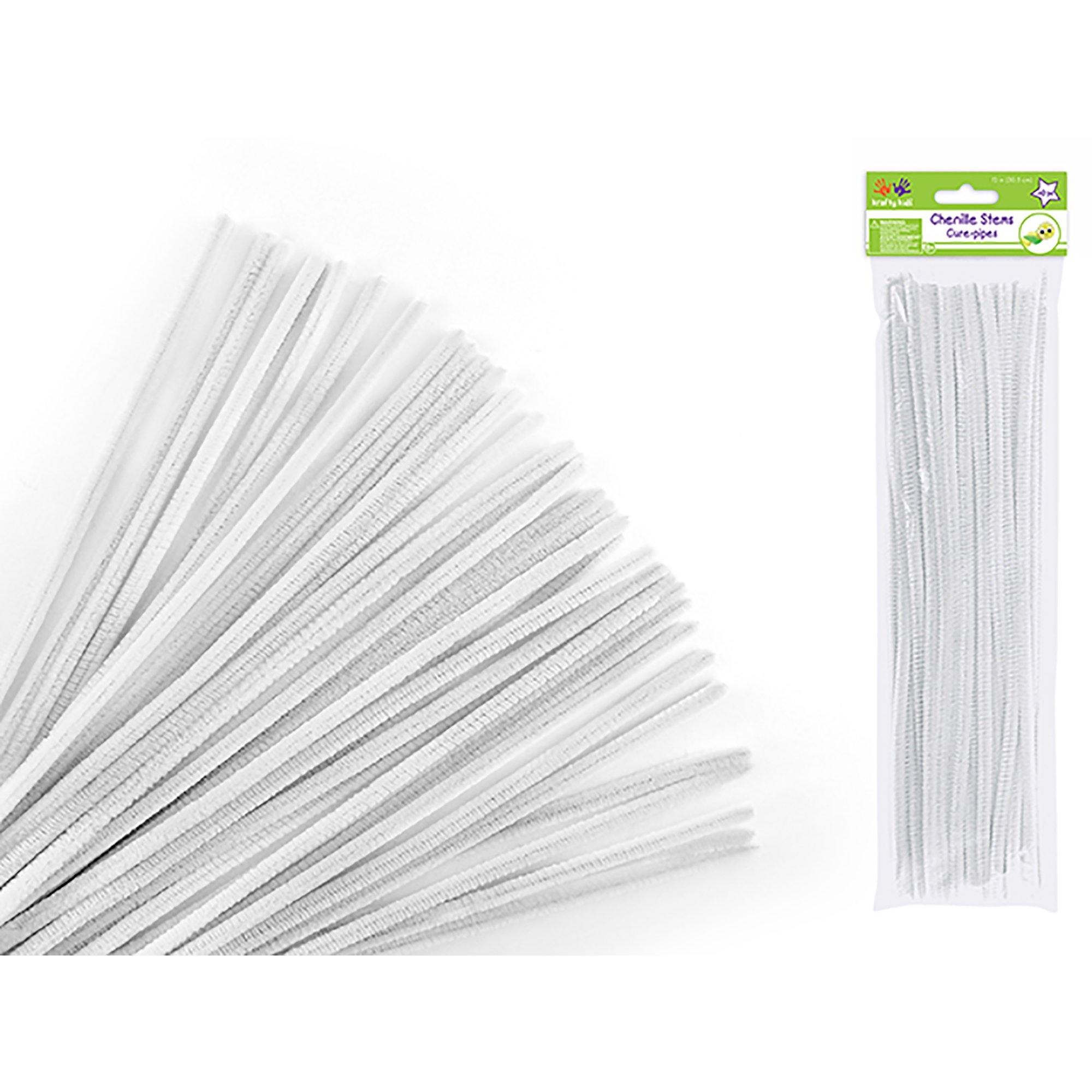 White Chenille Stems: 6Mmx30Cm 40/Pk Pipe Cleaners - Dollar Max Dépôt