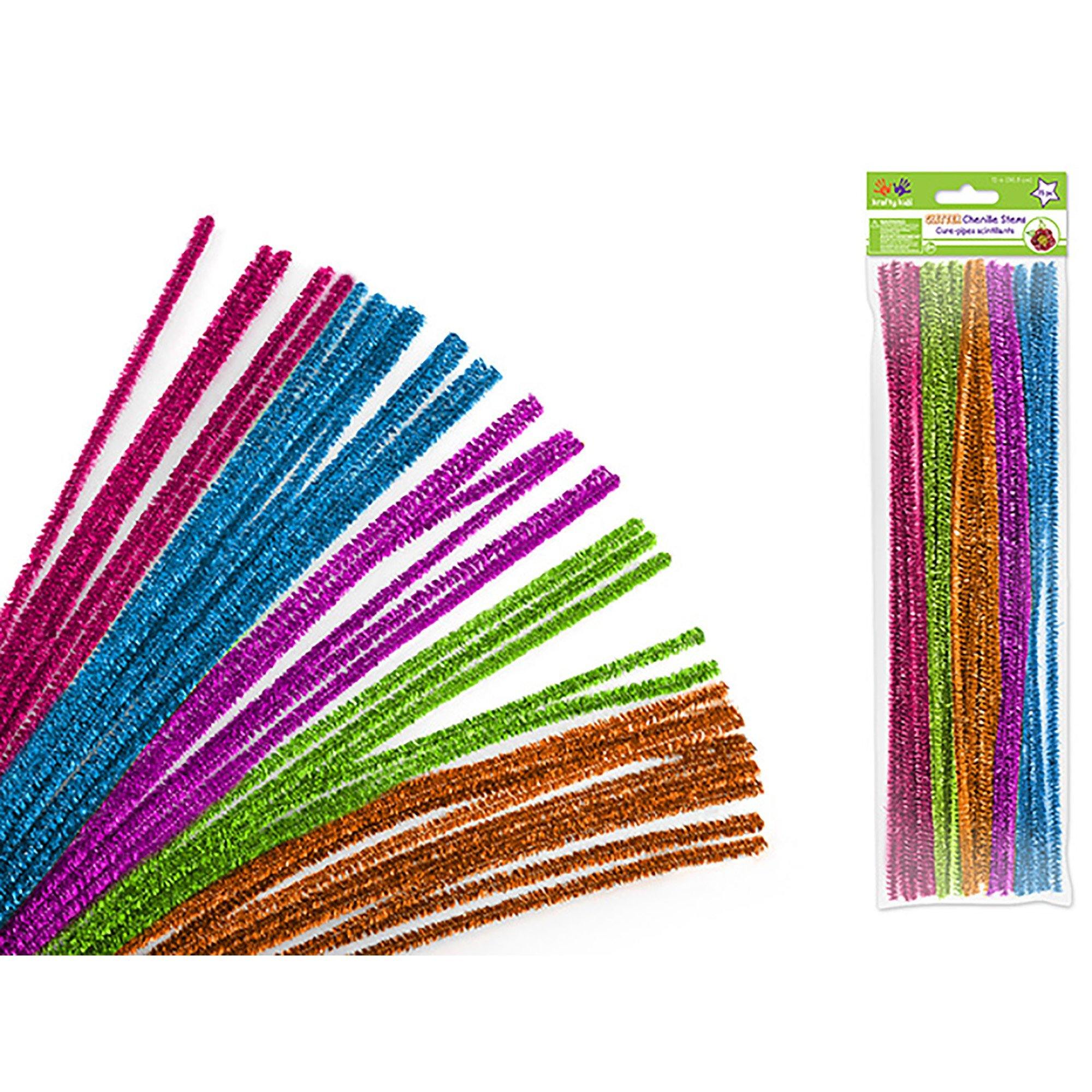 Glamour Mix Tinsel Chenille Stems: 6Mmx30Cm 35/Pk Glitter Pipe Cleaners - Dollar Max Dépôt