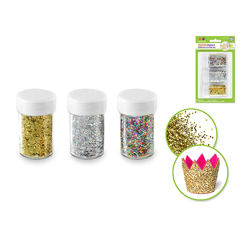 Jewel Metallics Twinkle Town: 21G Glitter Shaker Jars 3X7G Asst W/Screw-Top - Dollar Max Dépôt