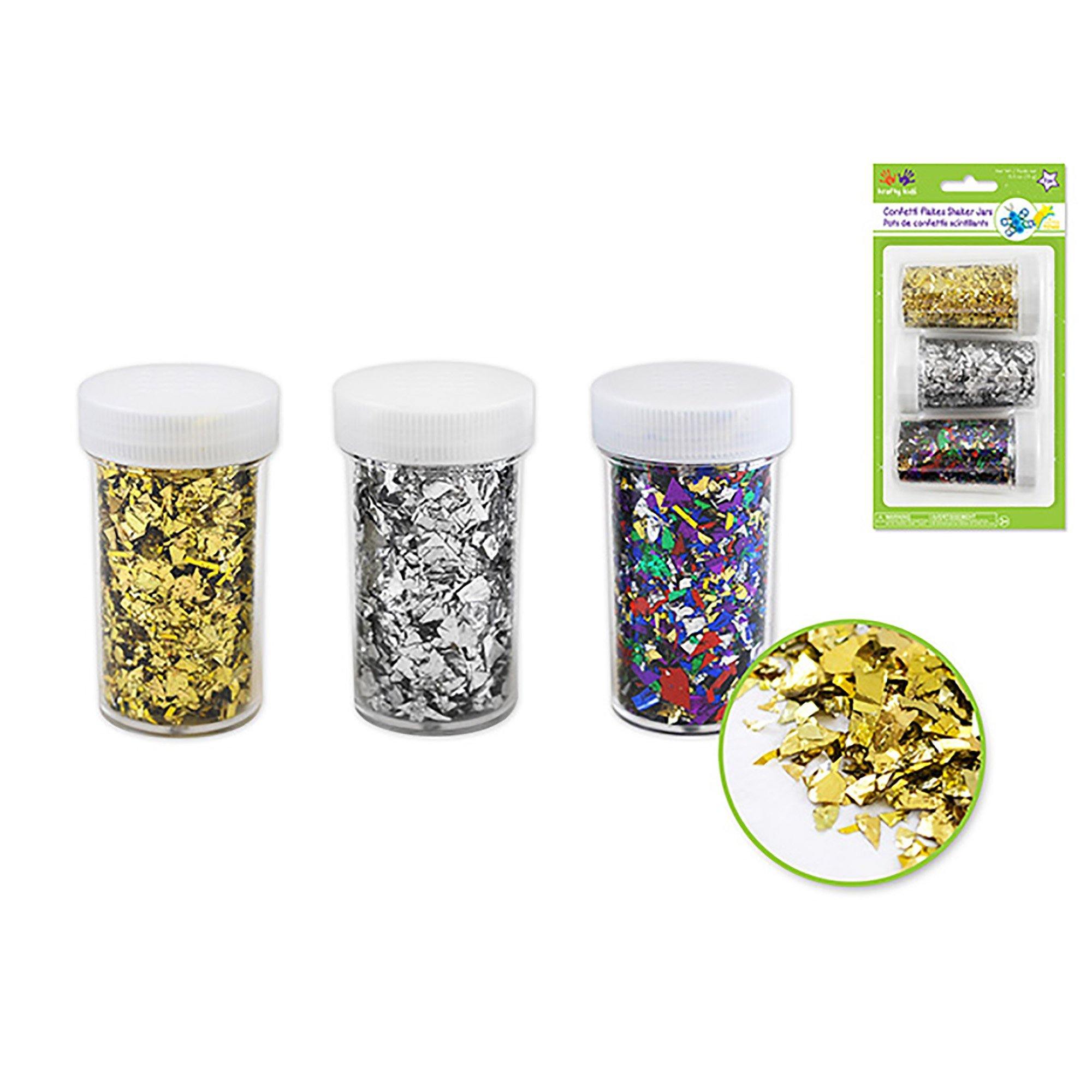 Gold/Silver/Multi Twinkle Town: 30G Confetti Flakes Shaker Jars - Dollar Max Dépôt