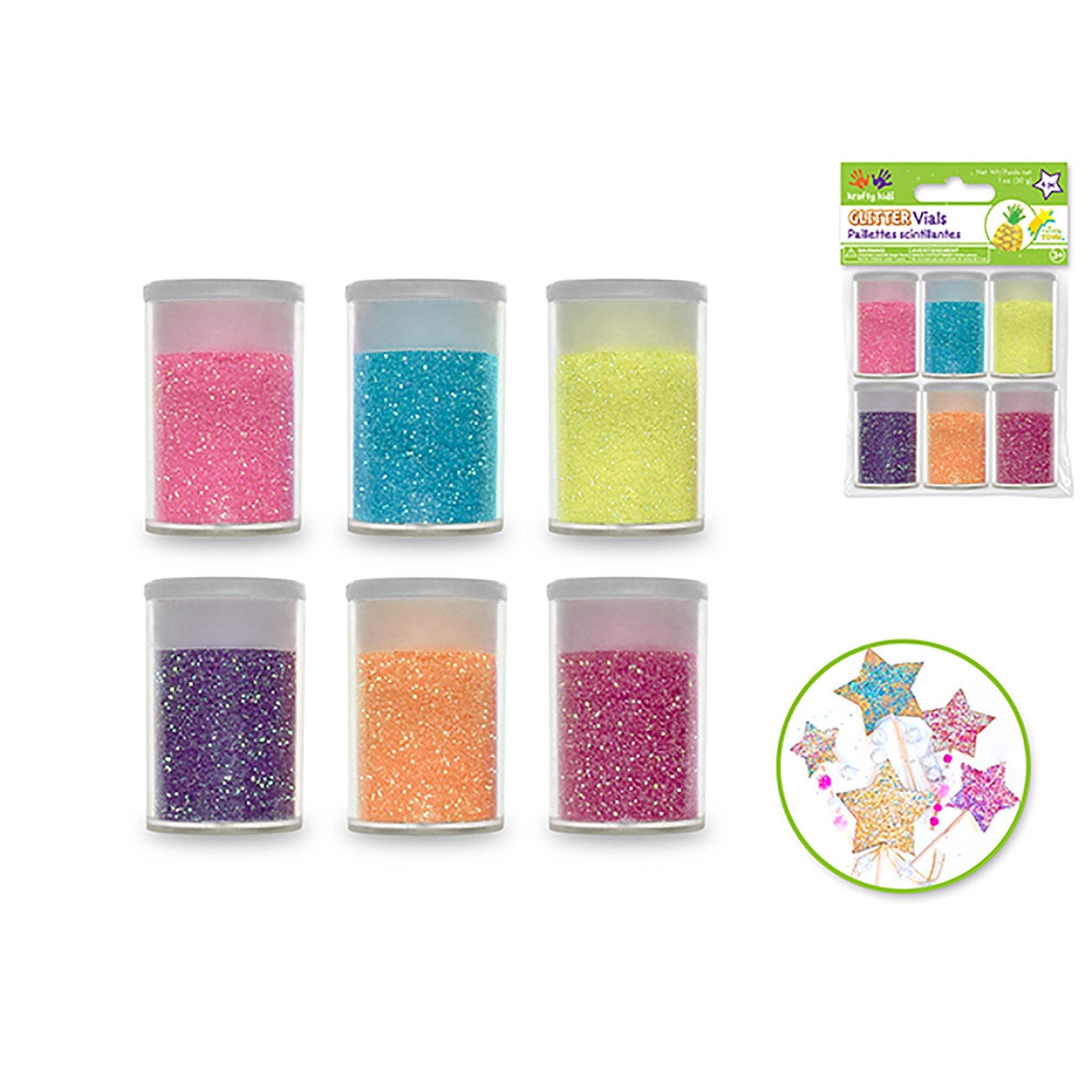 Neon Asst Twinkle Town: 30G Glitter Vials 6X5G Asst W/Cap - Dollar Max Dépôt