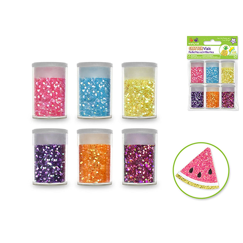 Neon Jewel Asst Twinkle Town: 30G Glitter Vials 6X5G Asst W/Cap - Dollar Max Dépôt