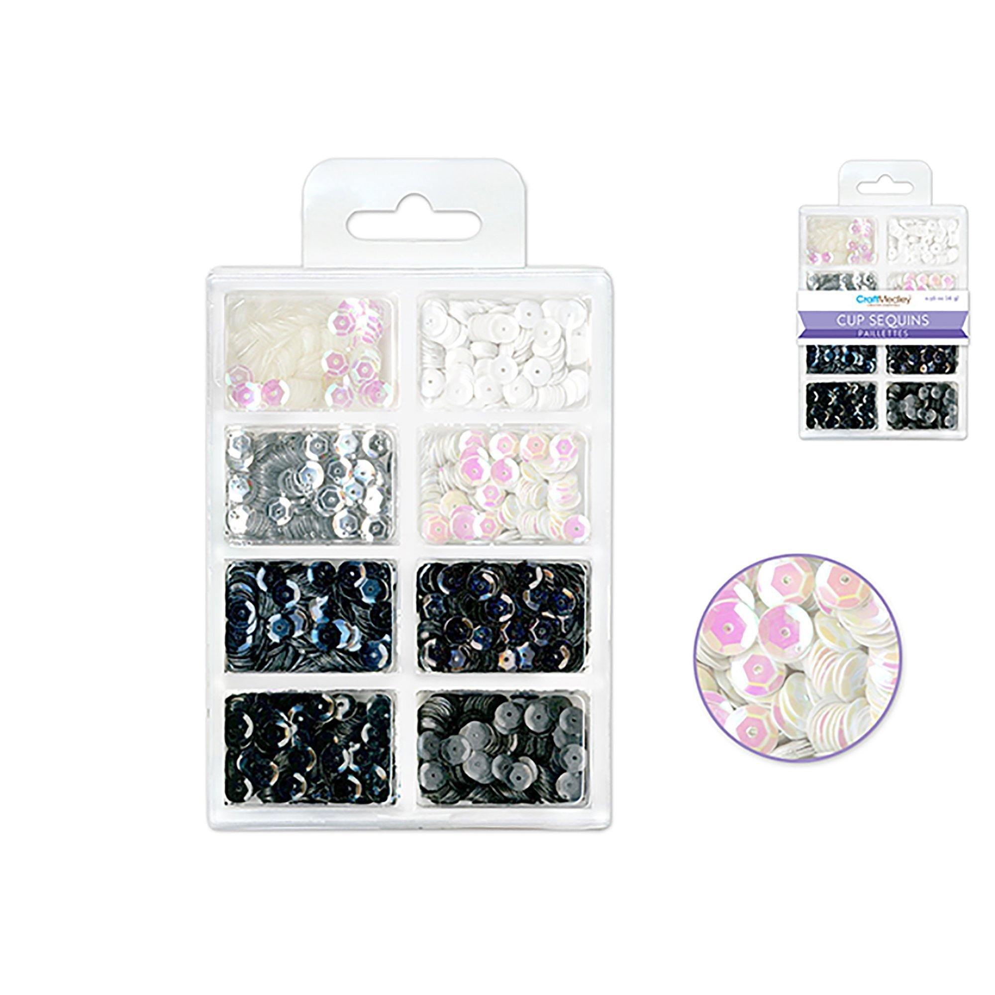 B&W Classic Craft Medley: 6Mm Cup Sequins 25G Plastic Case 8-Comp - Dollar Max Dépôt