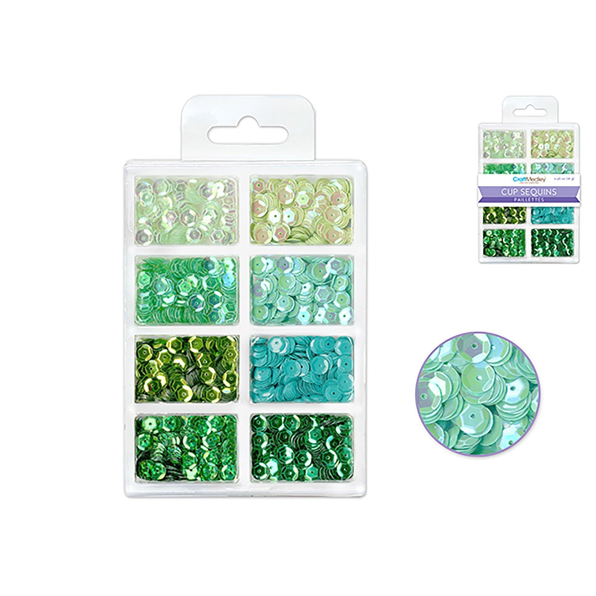 Go Green Craft Medley: 6Mm Cup Sequins 25G Plastic Case 8-Comp - Dollar Max Dépôt