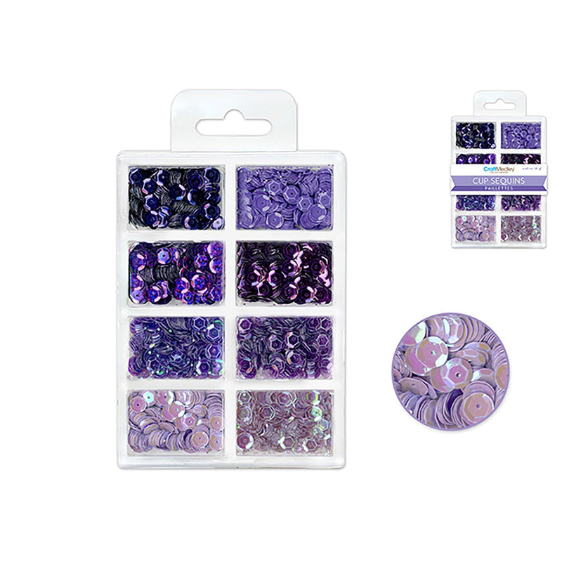 Viola Craft Medley: 6Mm Cup Sequins 25G Plastic Case 8-Comp - Dollar Max Dépôt