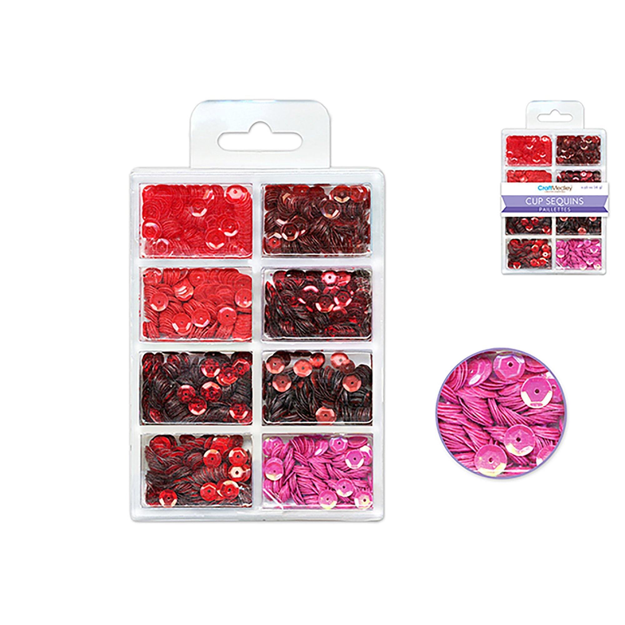 Rouge Craft Medley: 6Mm Cup Sequins 25G Plastic Case 8-Comp - Dollar Max Dépôt