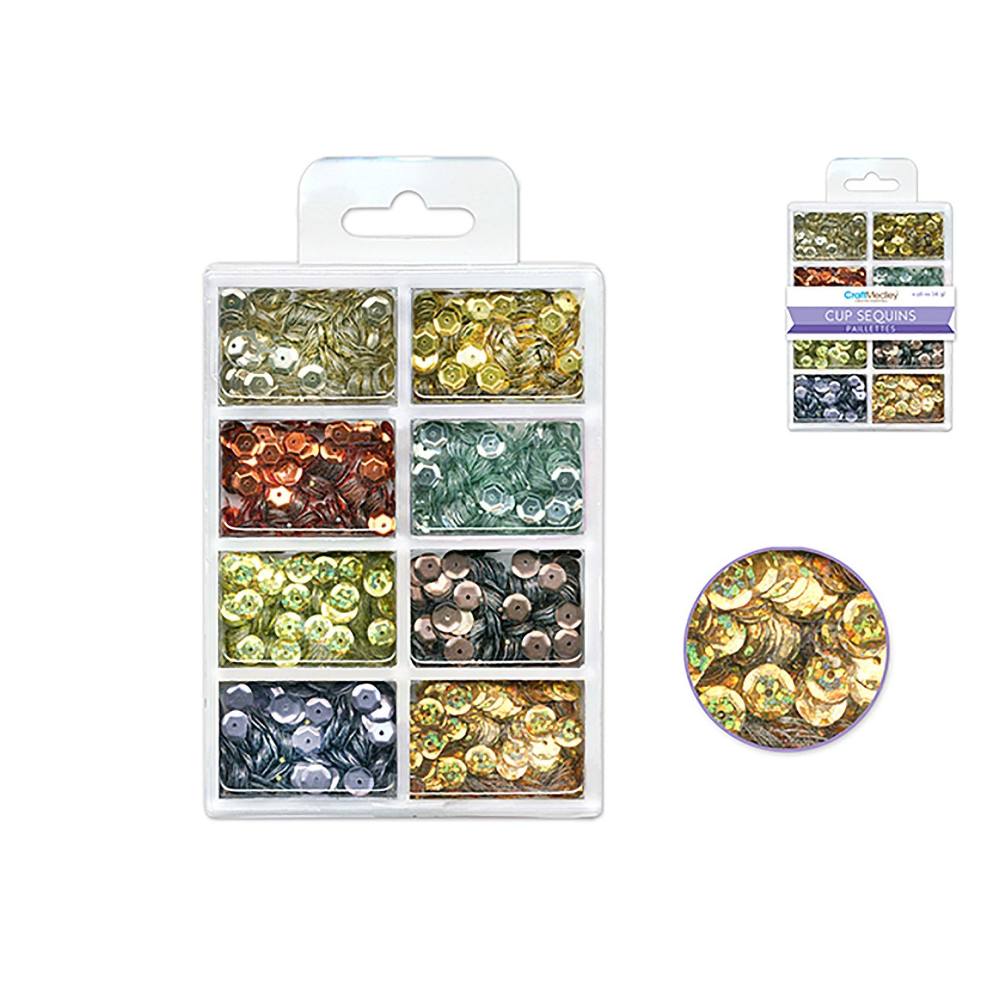 Dazzling Metallics Craft Medley: 6Mm Cup Sequins 25G Plastic Case 8-Comp - Dollar Max Dépôt