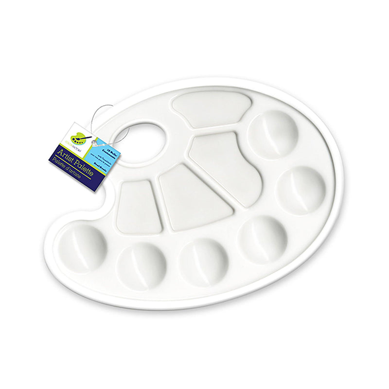 Color Factory Paint Palette: 9"X7" Plastic Oval 10-Well W/Thumbhole - Dollar Max Dépôt