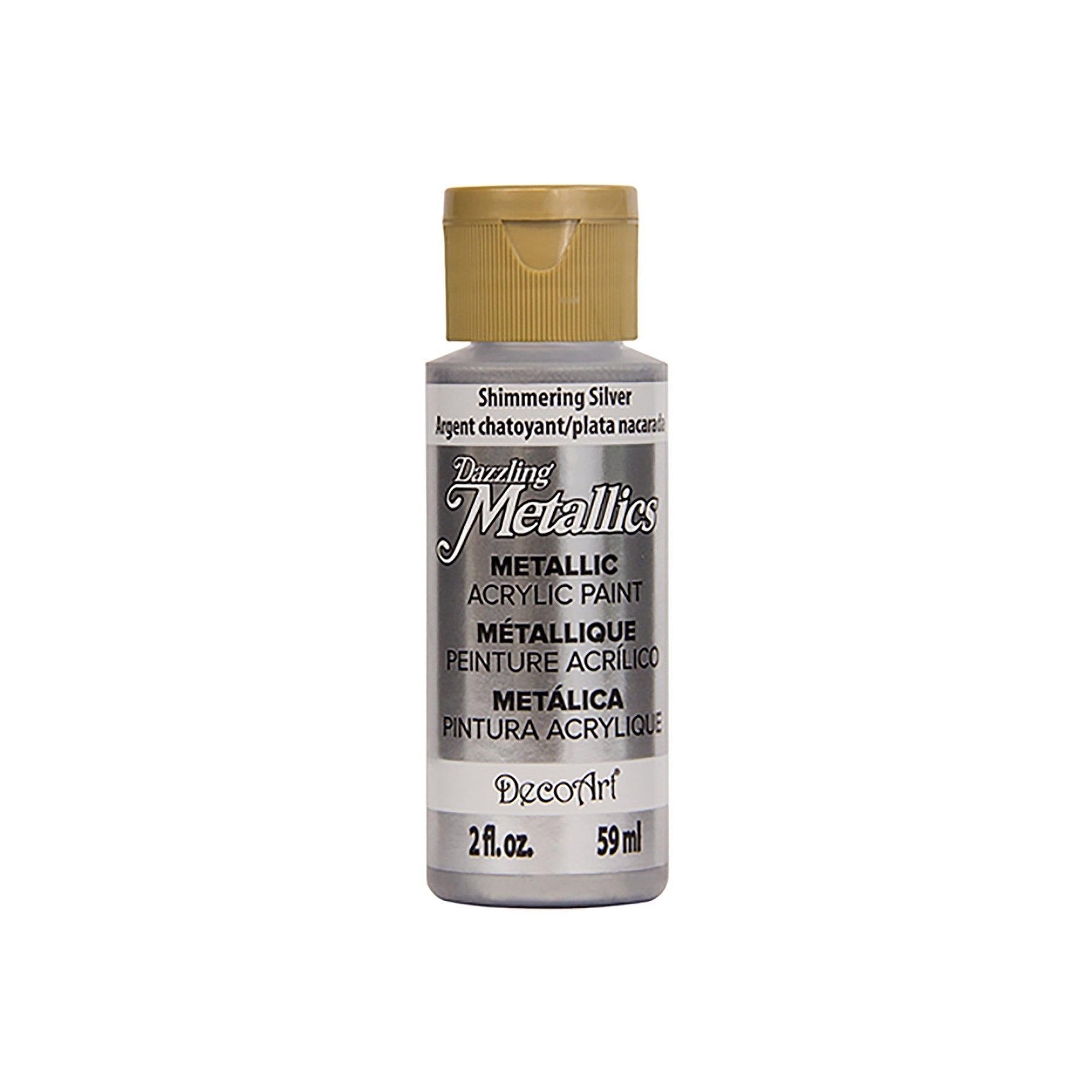 Da070 Shimmering Silver Dazzling Metallics Paint: 2Oz All-Purpose Shimmering Luster Da070-336 - Dollar Max Dépôt