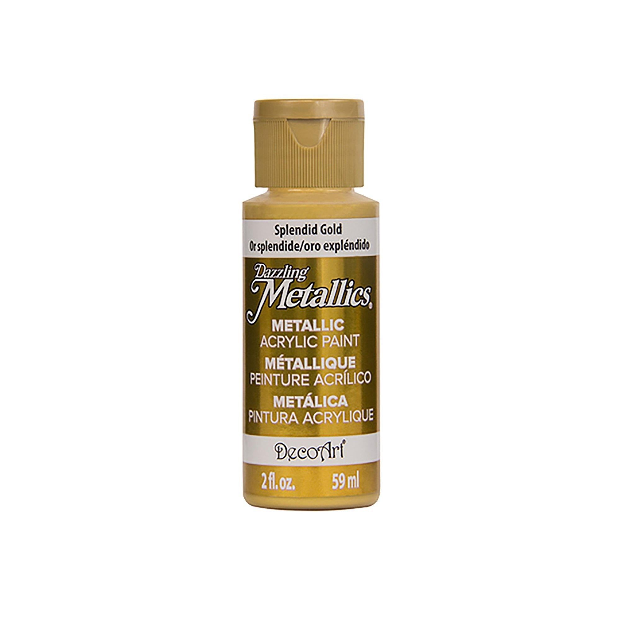 Da263 Splendid Gold Dazzling Metallics Paint: 2Oz All-Purpose Shimmering Luster Da070-336 - Dollar Max Dépôt