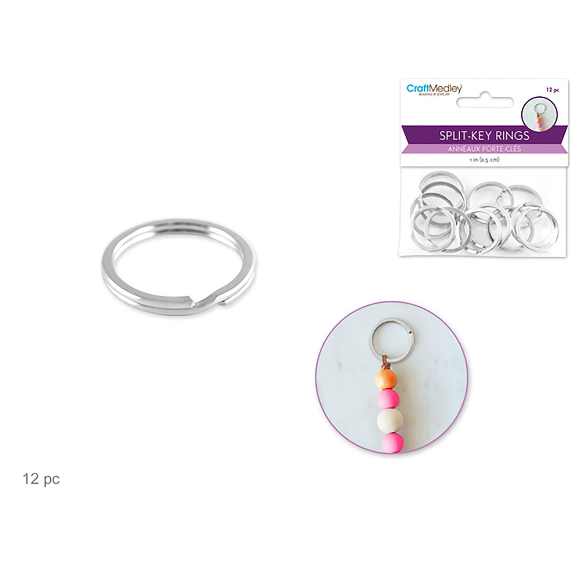 Jewelry Findings: 1" Split Key-Rings X12 Heavy Duty Silver - Dollar Max Dépôt