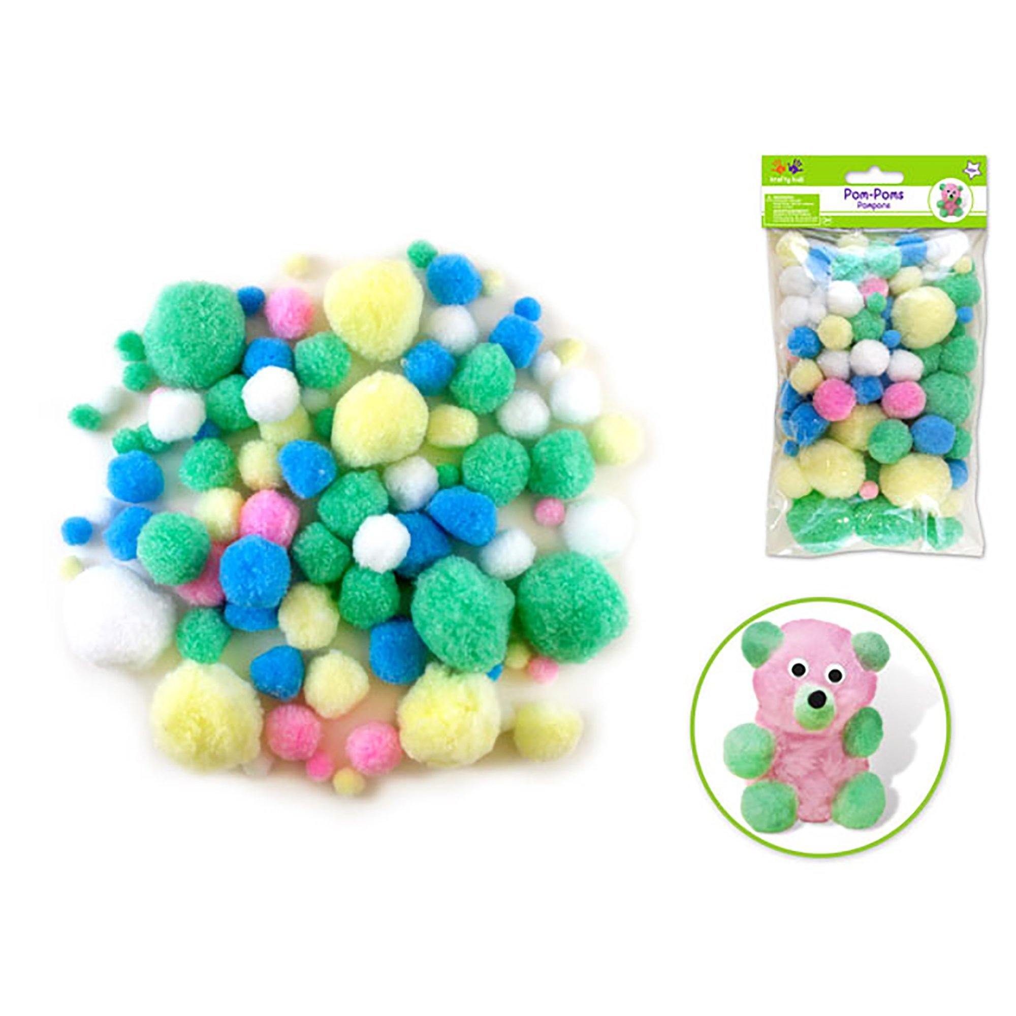 Krafty Kids: Pom-Poms Jumbo Pack X90 Pastel Colors Asst - Dollar Max Dépôt