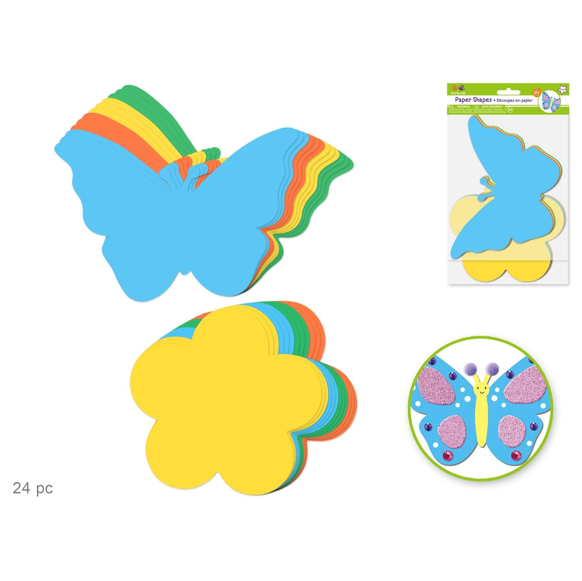 Krafty Kids Diecut Paper Shapes DIY Craft for Kidspc 2-Layer Style Butterfly & Daisy - Dollar Max Depot