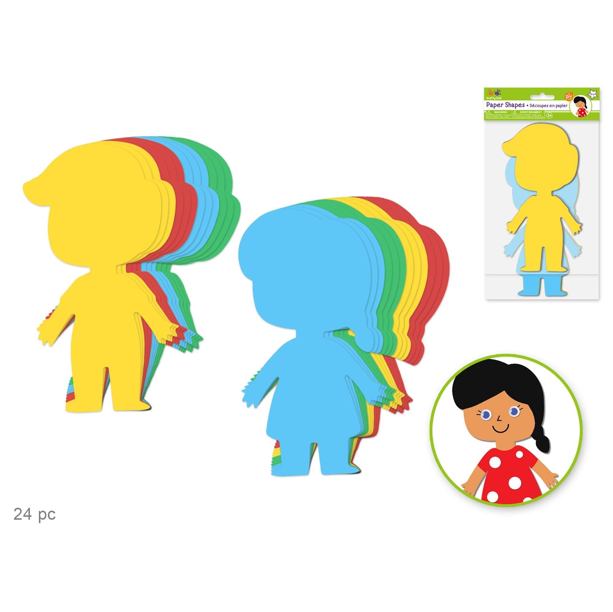 Krafty Kids Diecut Paper Shapes DIY Craft for Kidspc 2-Layer Style Girl & Boy - Dollar Max Depot