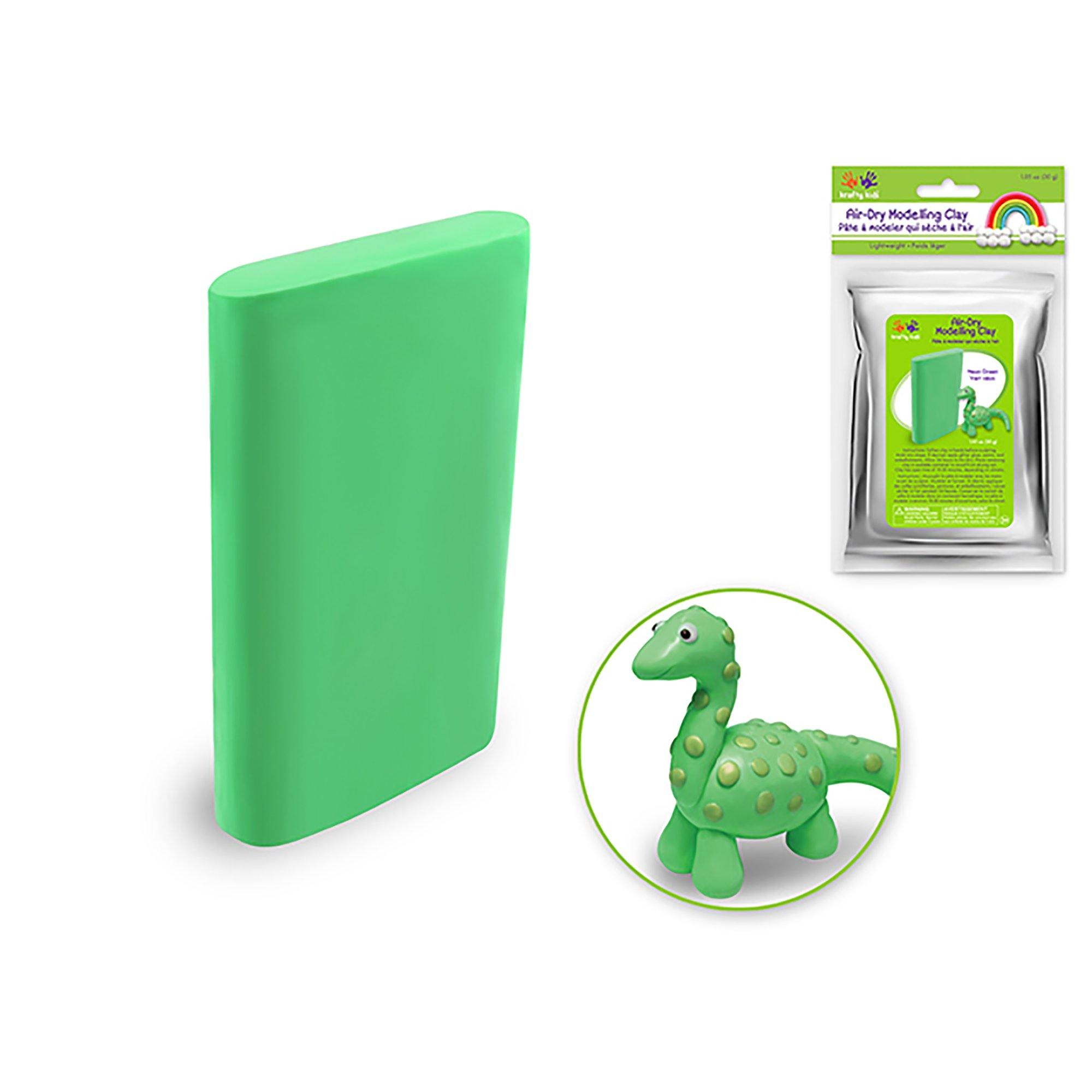 Neon Green Krafty Kids: 30G Air-Dry Modelling Clay Lightweight - Dollar Max Dépôt