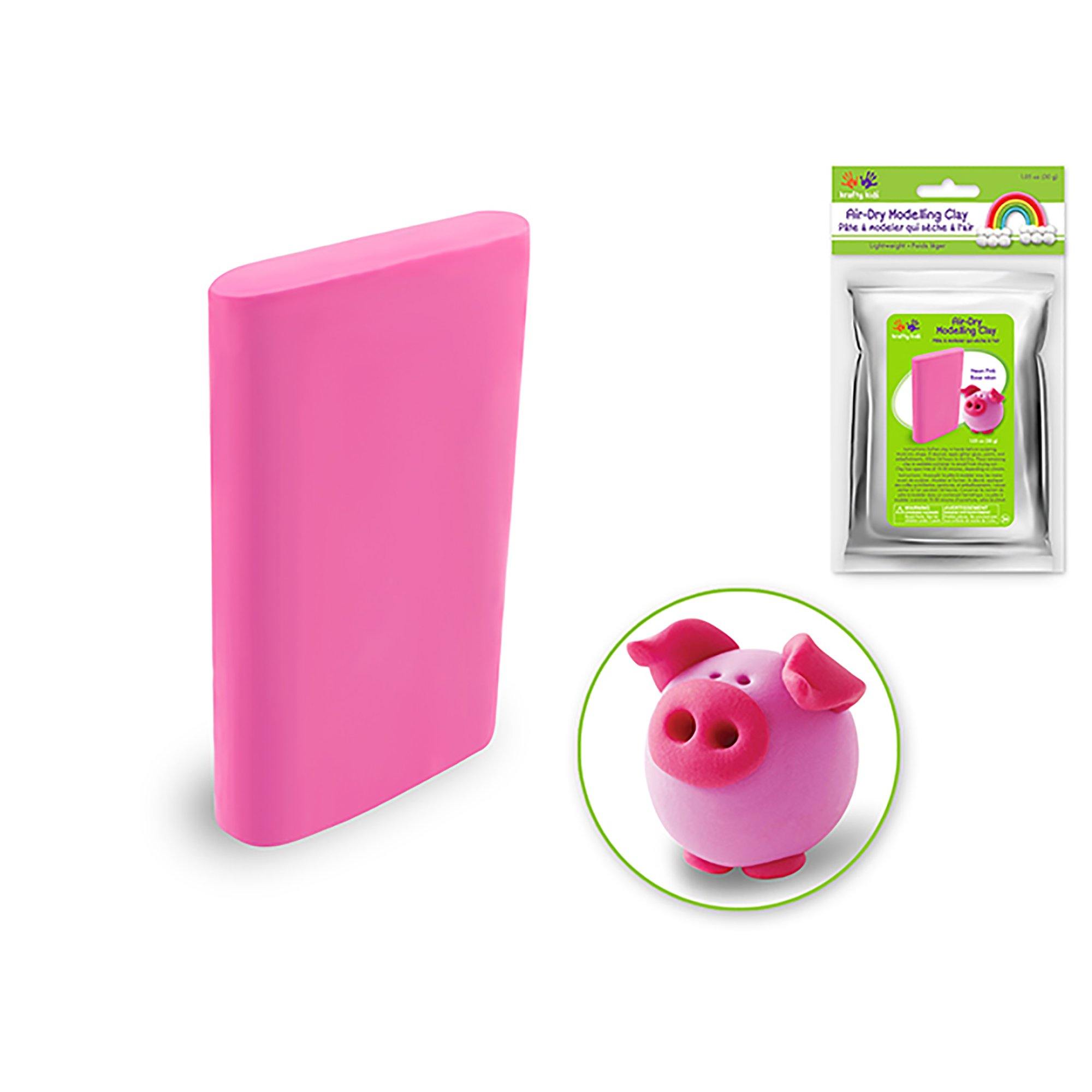 Neon Pink Krafty Kids: 30G Air-Dry Modelling Clay Lightweight - Dollar Max Dépôt