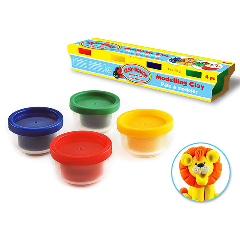 Primary Colors Krafty Kids: 4Oz Clay-Dough 4-Tub Fun-Pack - Dollar Max Dépôt