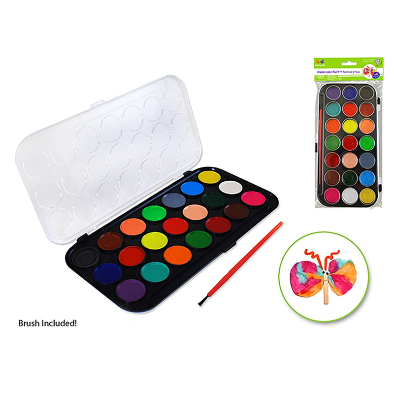 Krafty Kids: 21-Tub Lil' Artist Watercolor Colors W/Brush - Dollar Max Dépôt