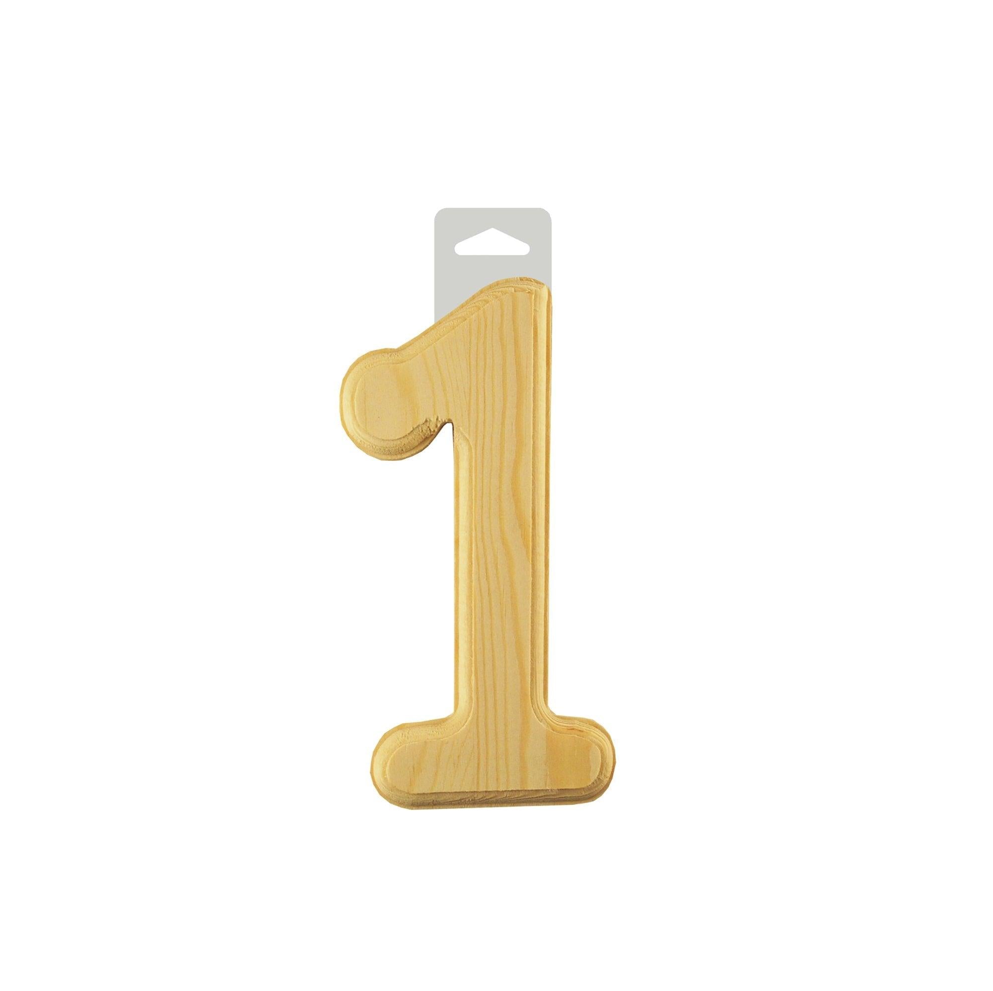 Wood Numbers 1 6in Bevel Cut Natural - Dollar Max Depot