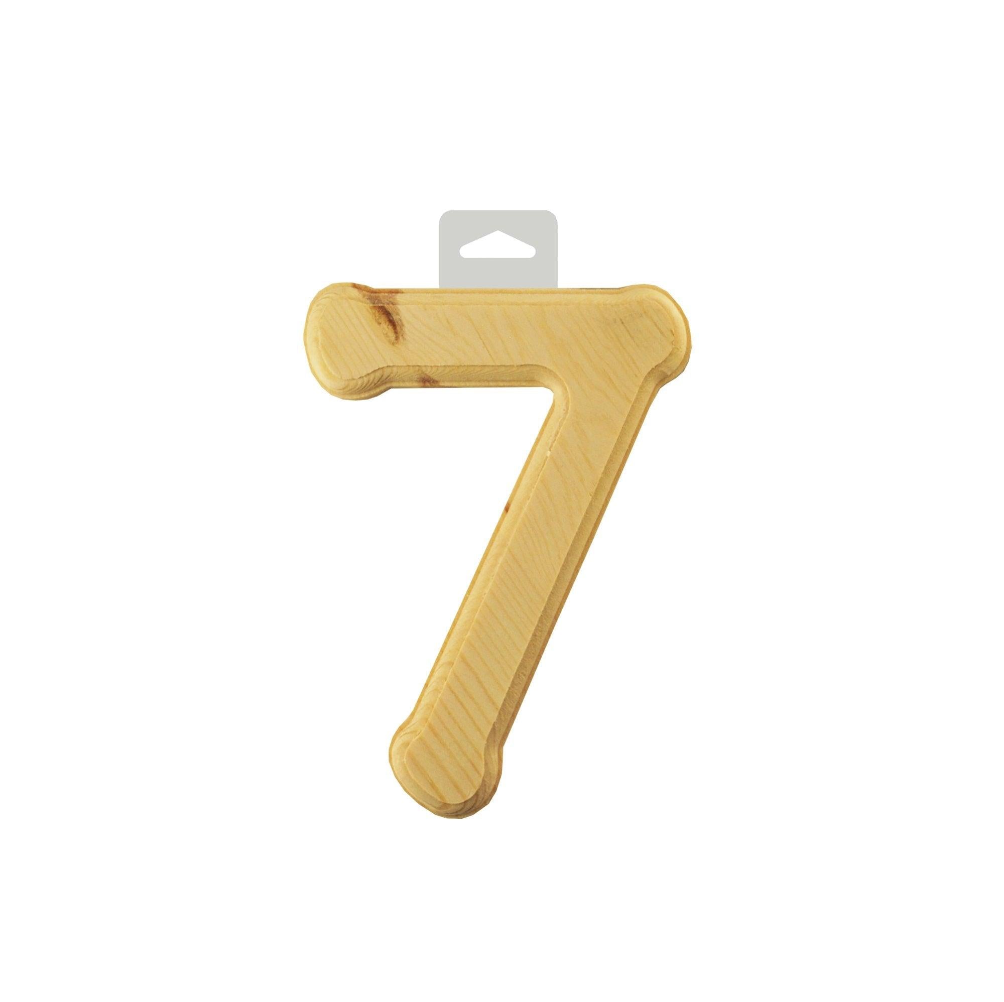 Wood Numbers 7 6in Bevel Cut Natural - Dollar Max Depot
