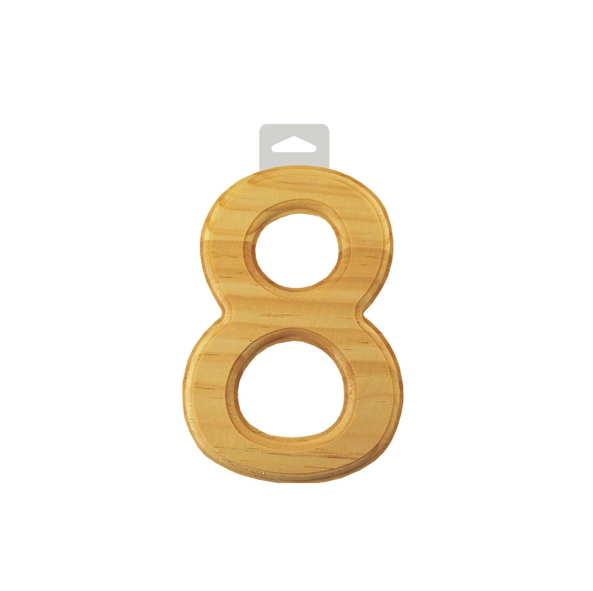 Wood Numbers 8 6in Bevel Cut Natural - Dollar Max Depot