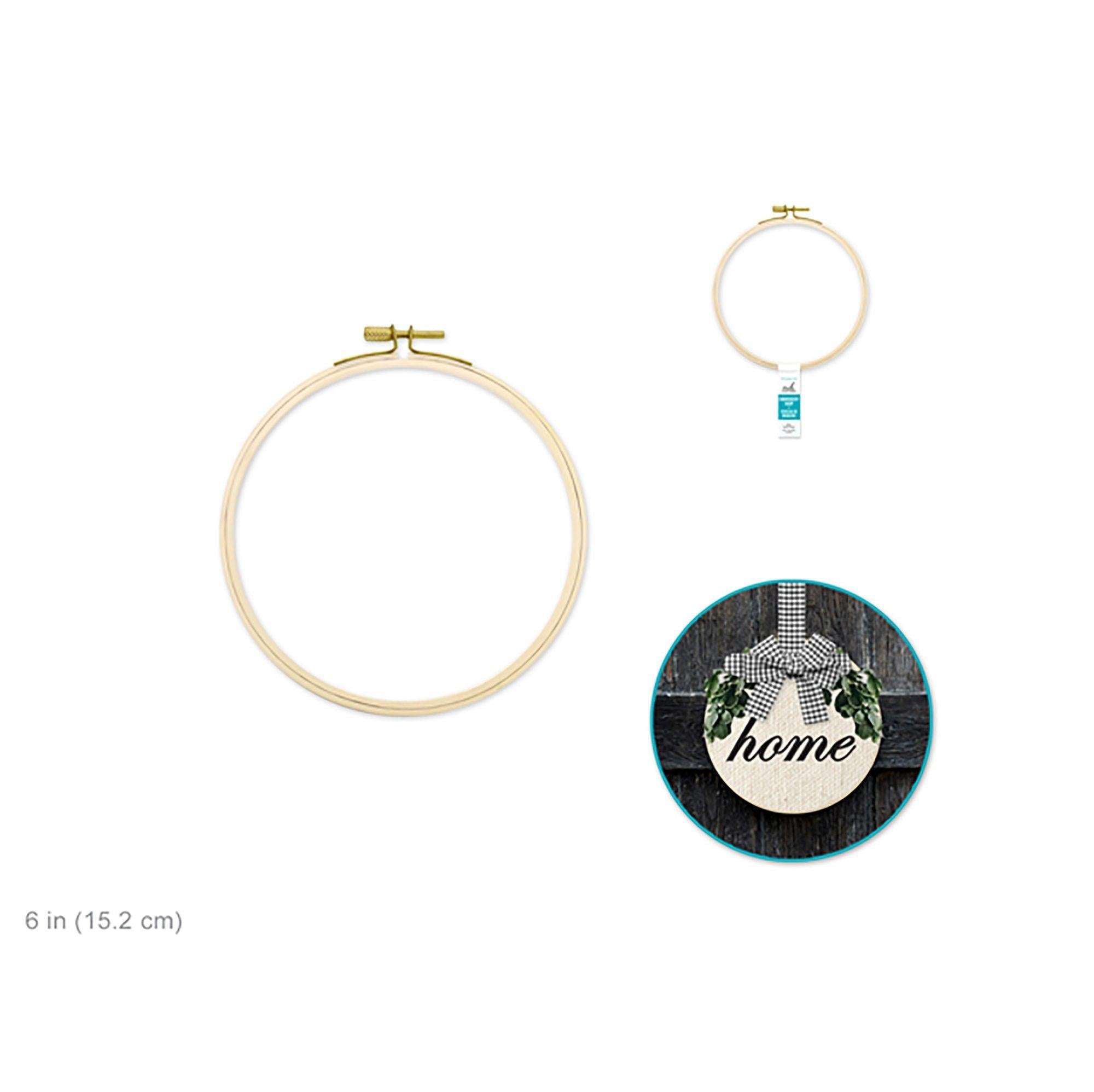 Needlecrafters: 6 inch  Embroidery Hoop w/Brass Clamps - Dollar Max Depot