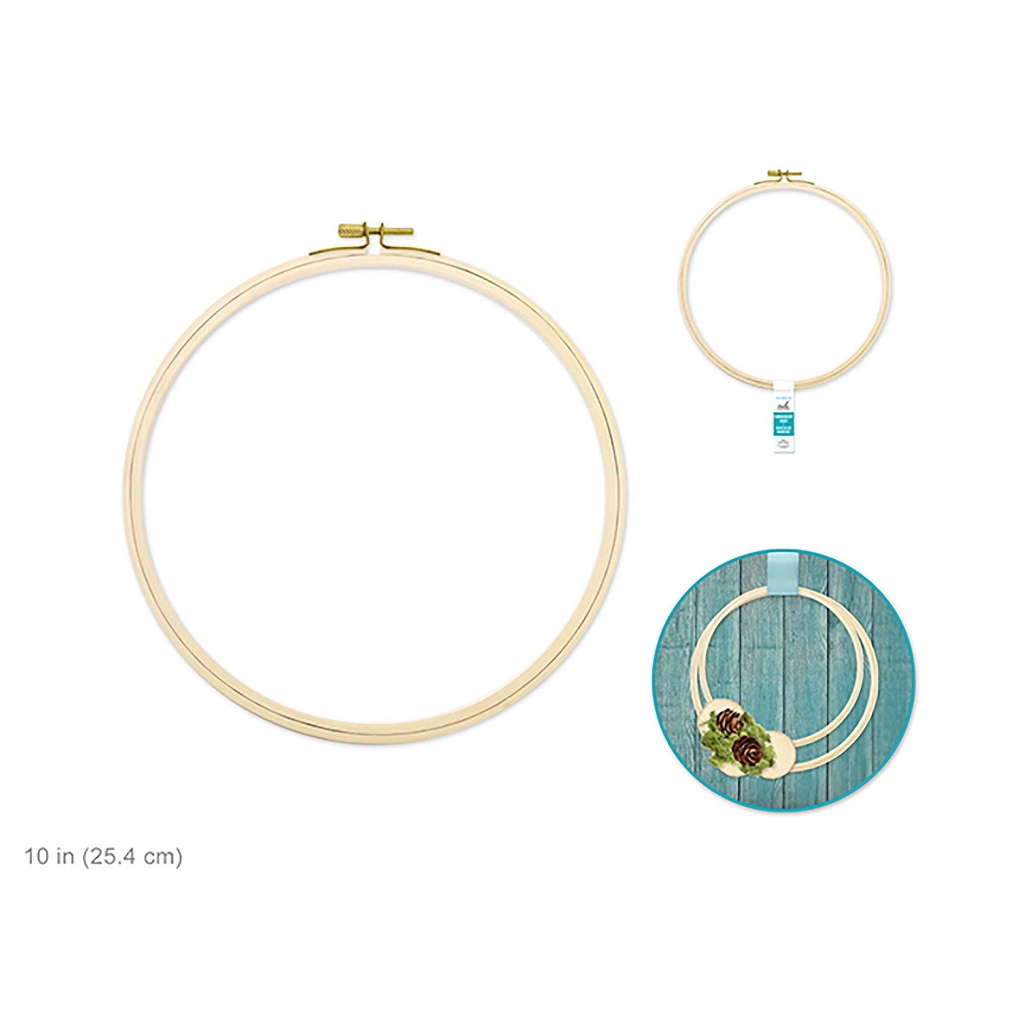 Needlecrafters: 10 inch Embroidery Hoop w/Brass Clamp - Dollar Max Depot