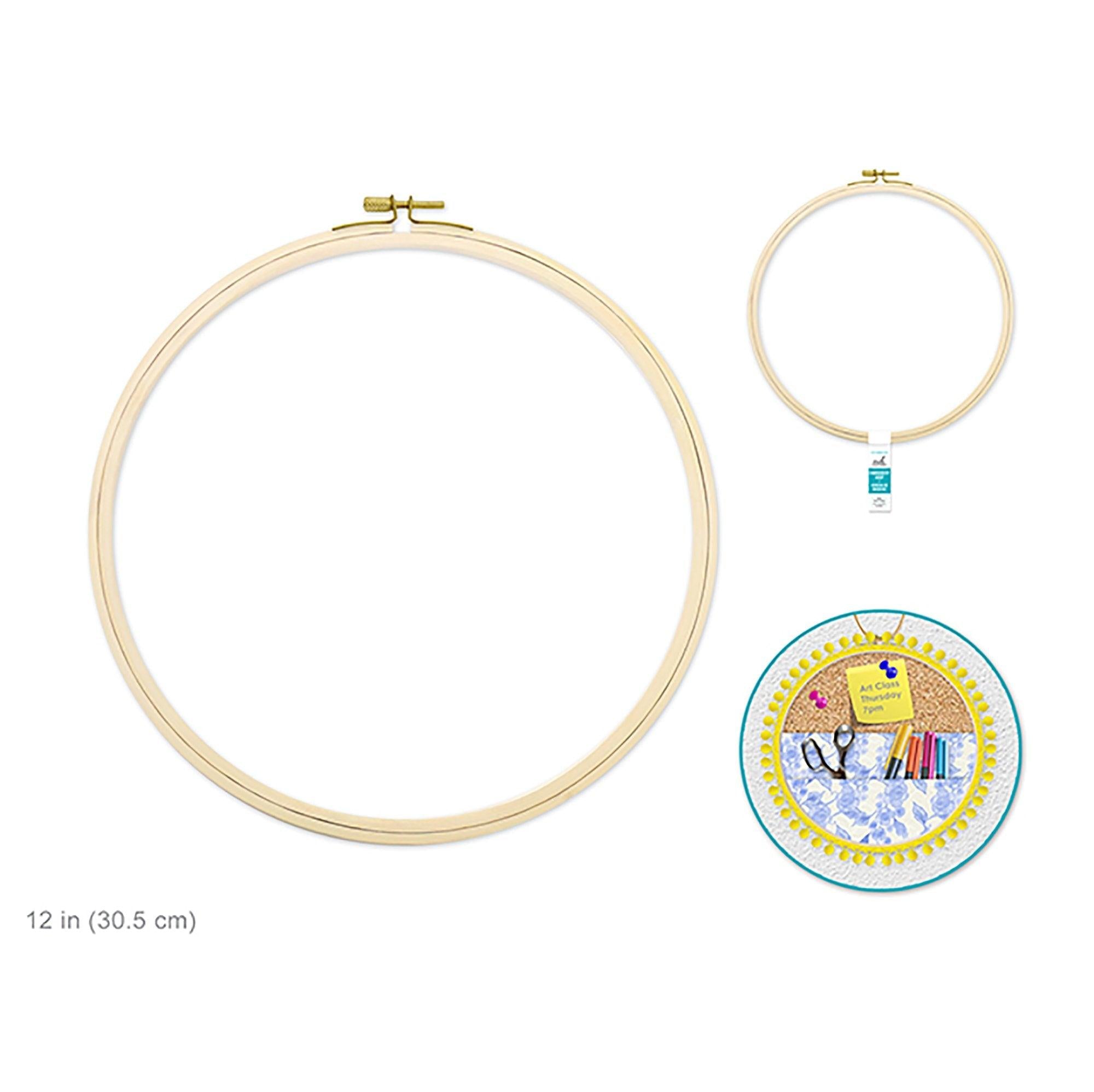 Needlecrafters: 12 inch Embroidery Hoop w/Brass Clamp - Dollar Max Depot