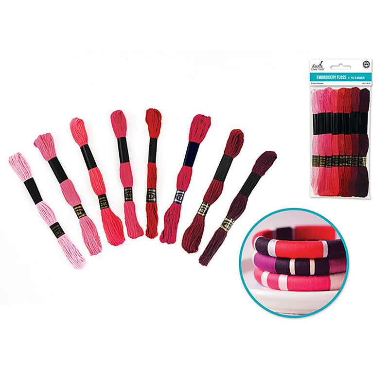 Rouge Tints Needlecrafters: 8M Cotton Embroidery Floss 8 Hanks/Pkg - Dollar Max Dépôt