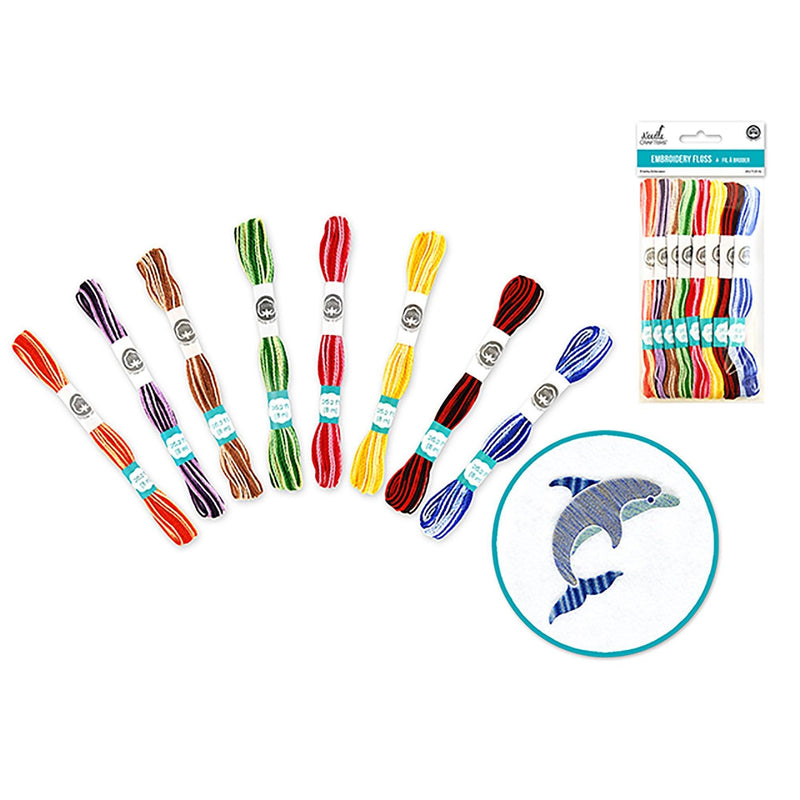 Variegated Darks Needlecrafters: 8M Cotton Embroidery Floss 8 Hanks/Pkg - Dollar Max Dépôt