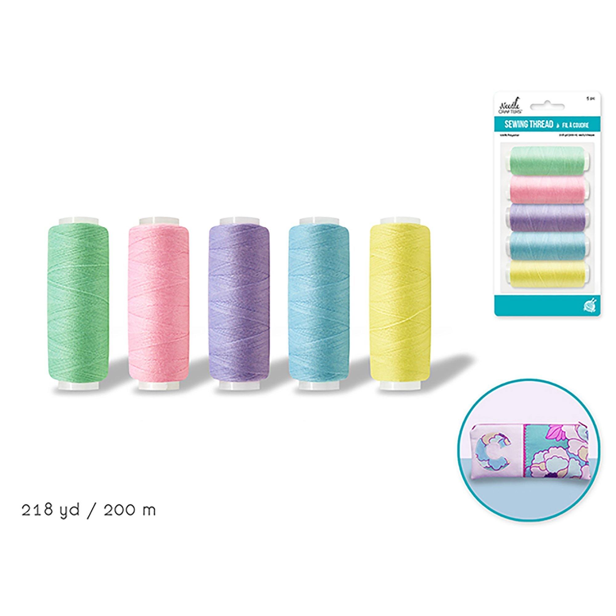 Pastels Asst Needlecrafters: Polyester Sewing Thread X5 200M/Spool - Dollar Max Dépôt