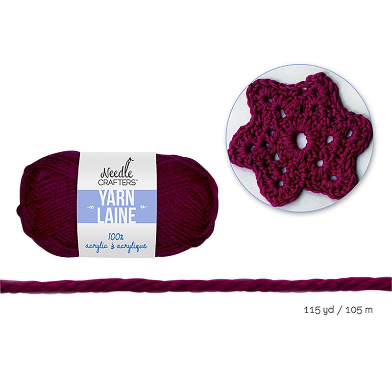 Cranberry Wine Needlecrafters: 50G Acrylic Yarn Standard Ball Dyed - Dollar Max Dépôt