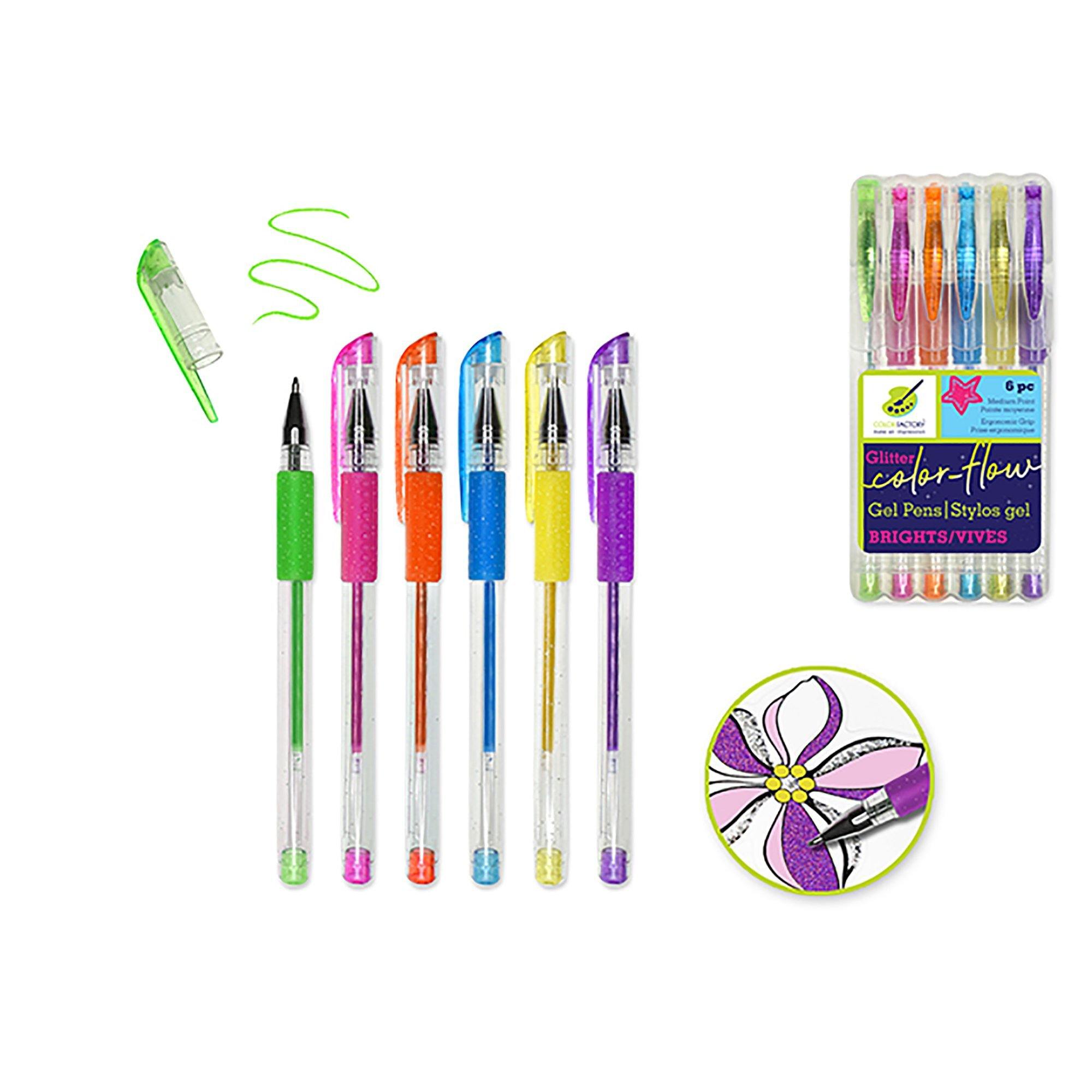 Brights Color Factory Tool: Color-Flow Glitter Gel Pen 'Living In Color' Premium - Dollar Max Dépôt