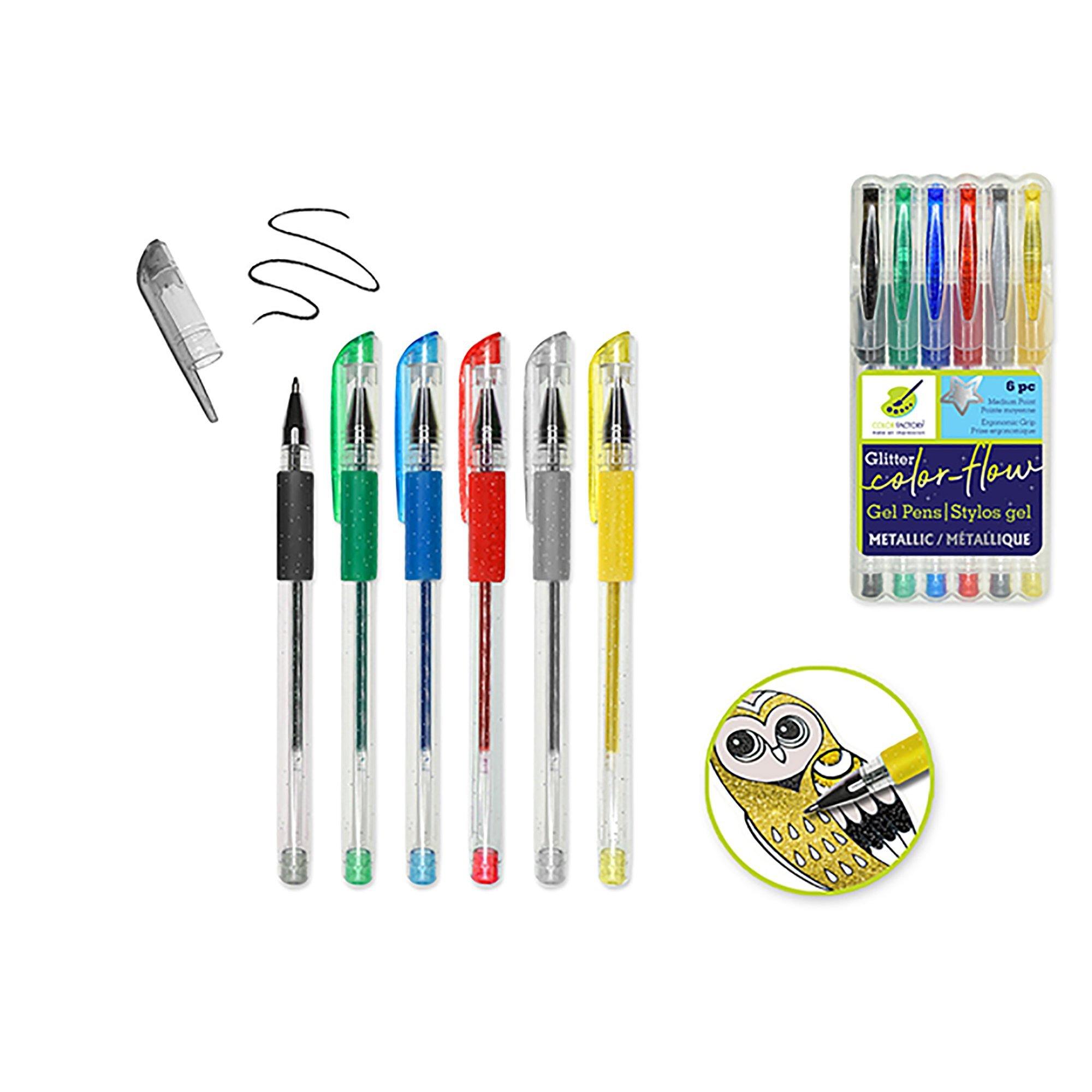 Metallics Color Factory Tool: Color-Flow Glitter Gel Pen 'Living In Color' Premium - Dollar Max Dépôt