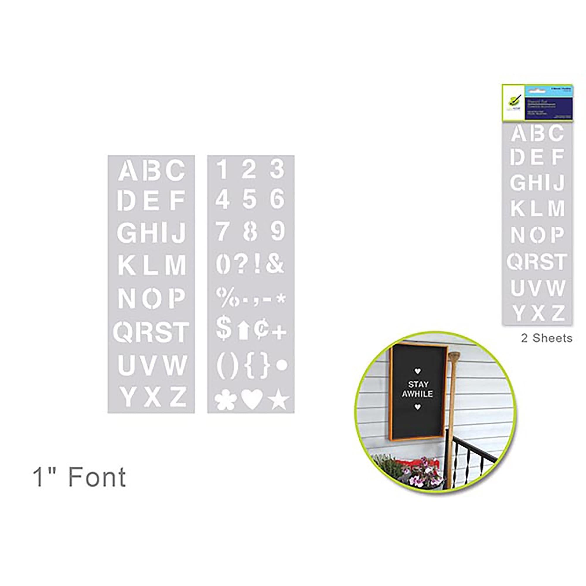 Color Factory: 1" Alpha/Numeric/Symbol Stencil 2-Sht Set - Dollar Max Dépôt